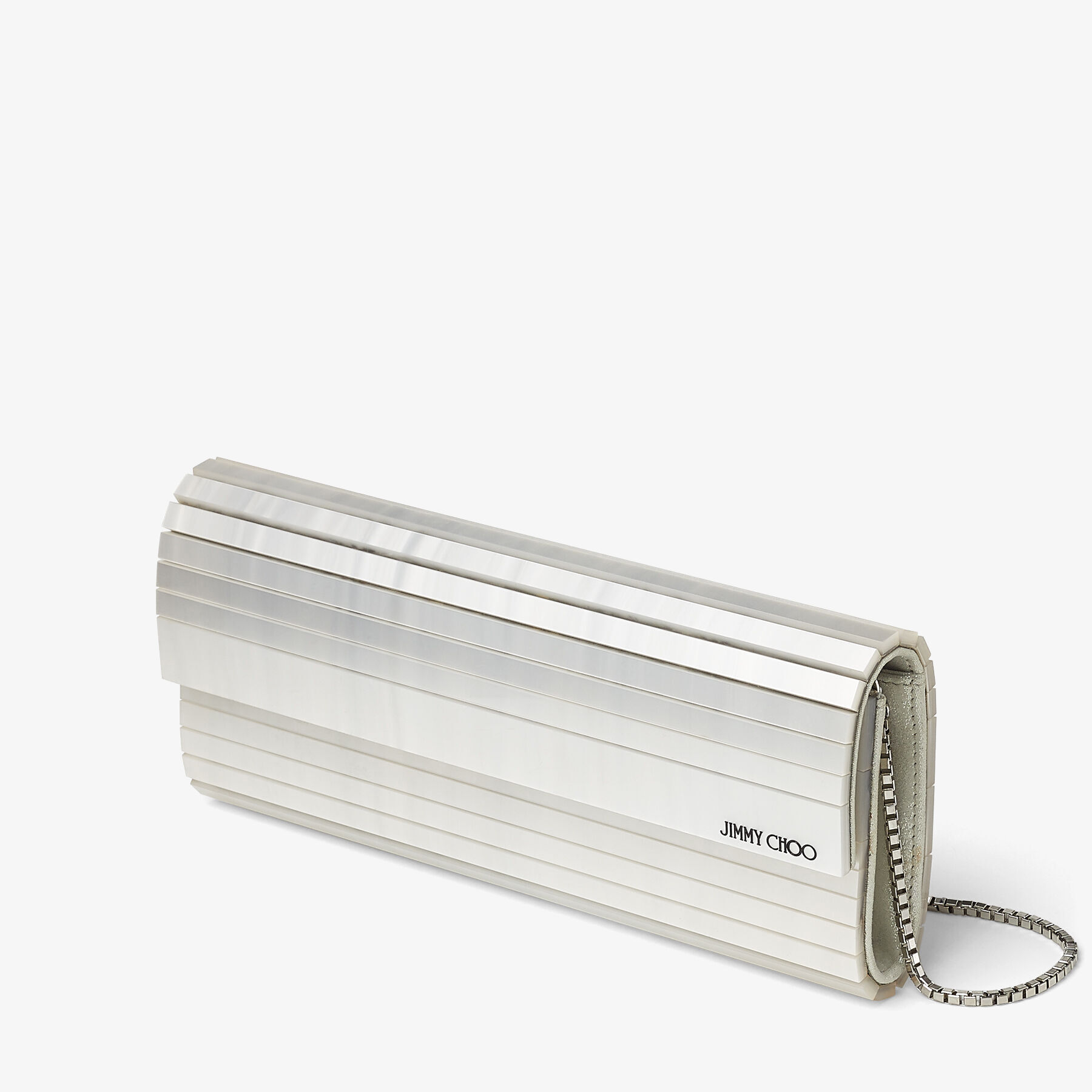 70%オフセールJIMMY CHOO AVENUE CLUTCH BAG WITH PEARL White Suede Clutch Bag with All-Over Pearl Embellishment