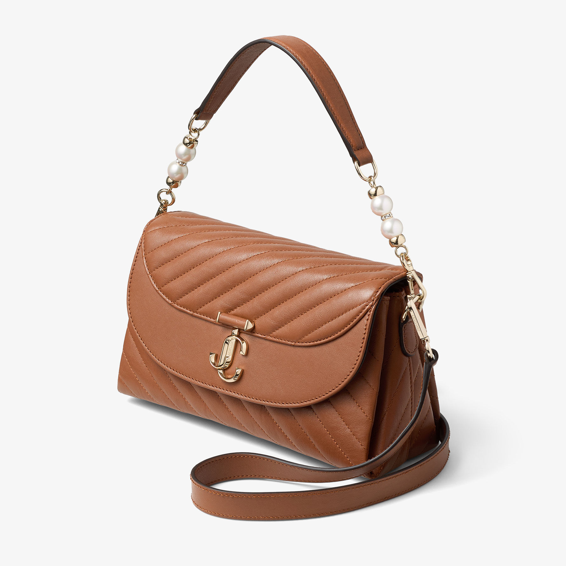 JIMWAG (ジムワッグ) Curve Line Bag ブラウン Avenue Curve Top Handle | Tan Quilted Biker Leather Top Handle Bag