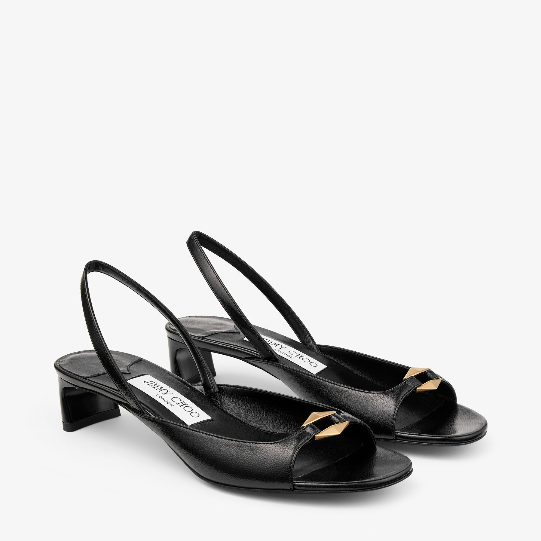 Lev 35|Black/Gold Nappa Leather Sandals| JIMMY CHOO US
