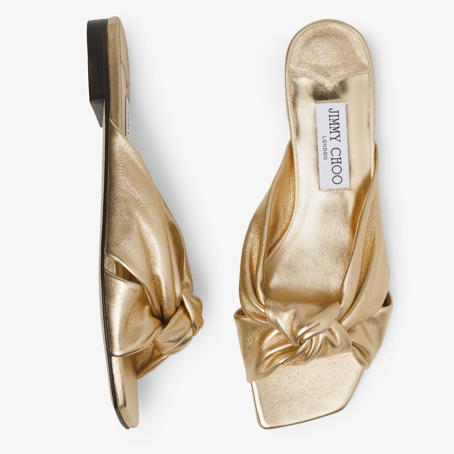 AVENUE FLAT Gold Metallic Nappa Leather Flat Sandals Summer