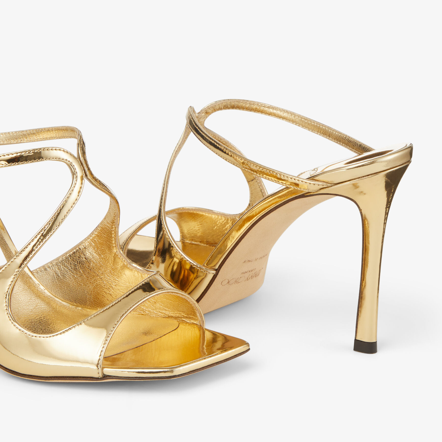 80%OFF‼️8/24まで!新品JIMMY CHOO 38.5ALINAゴールド Azie 85 | Gold Metallic Nappa Leather Sandals | JIMMY CHOO