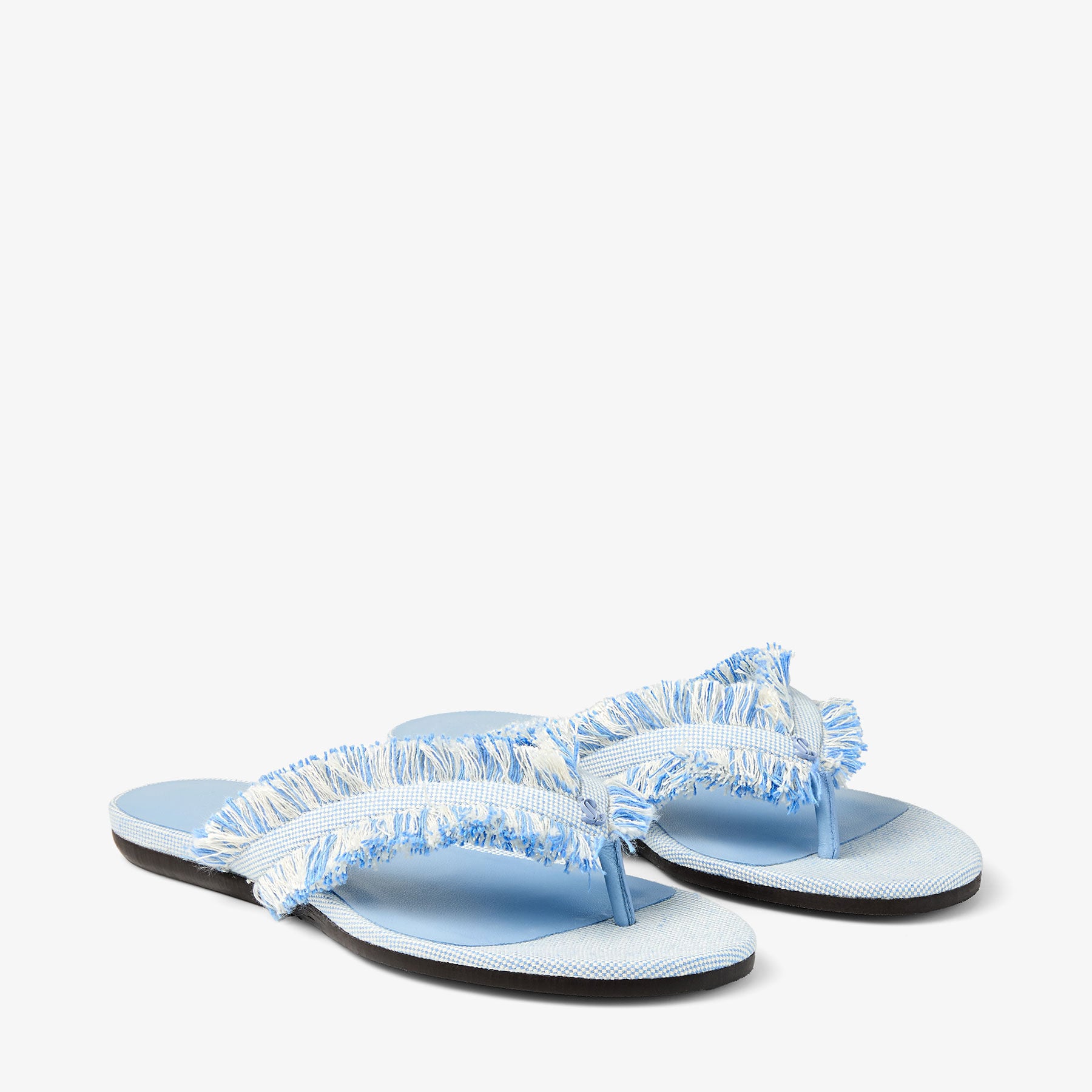 Bay Flat | Riviera Blue Mix Frayed Flex Canvas Flat Sandals