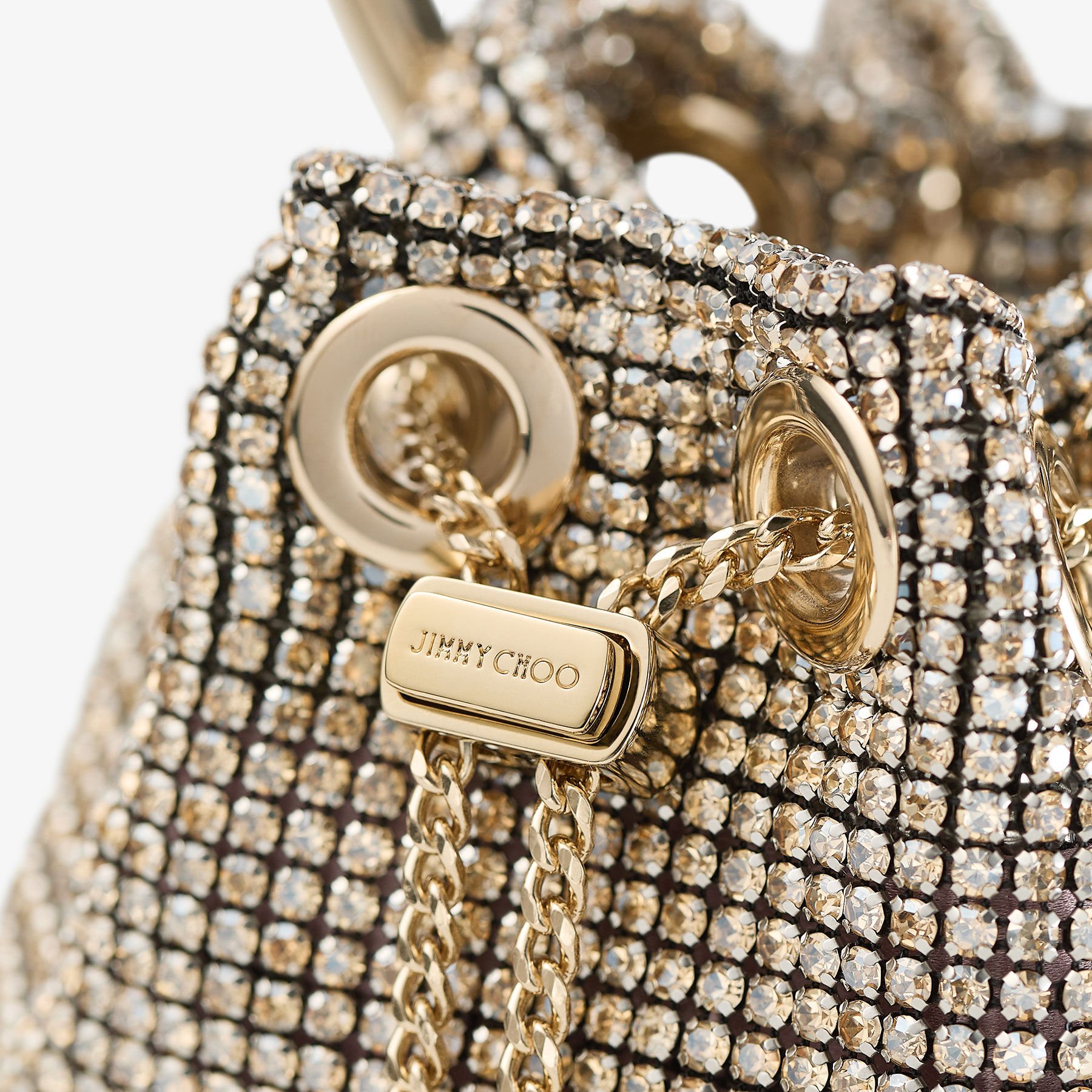Micro Bon Bon | Champagne Crystal Mesh Mini Bag | JIMMY CHOO Micro Bon Bon | Champagne Crystal Mesh Mini Bag | JIMMY CHOO