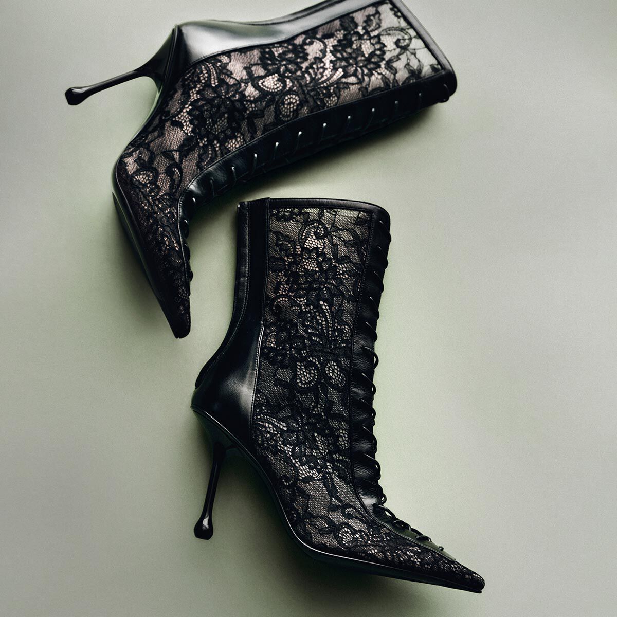 Women's Black Lace Heeled Boots | Jimmy Choo US