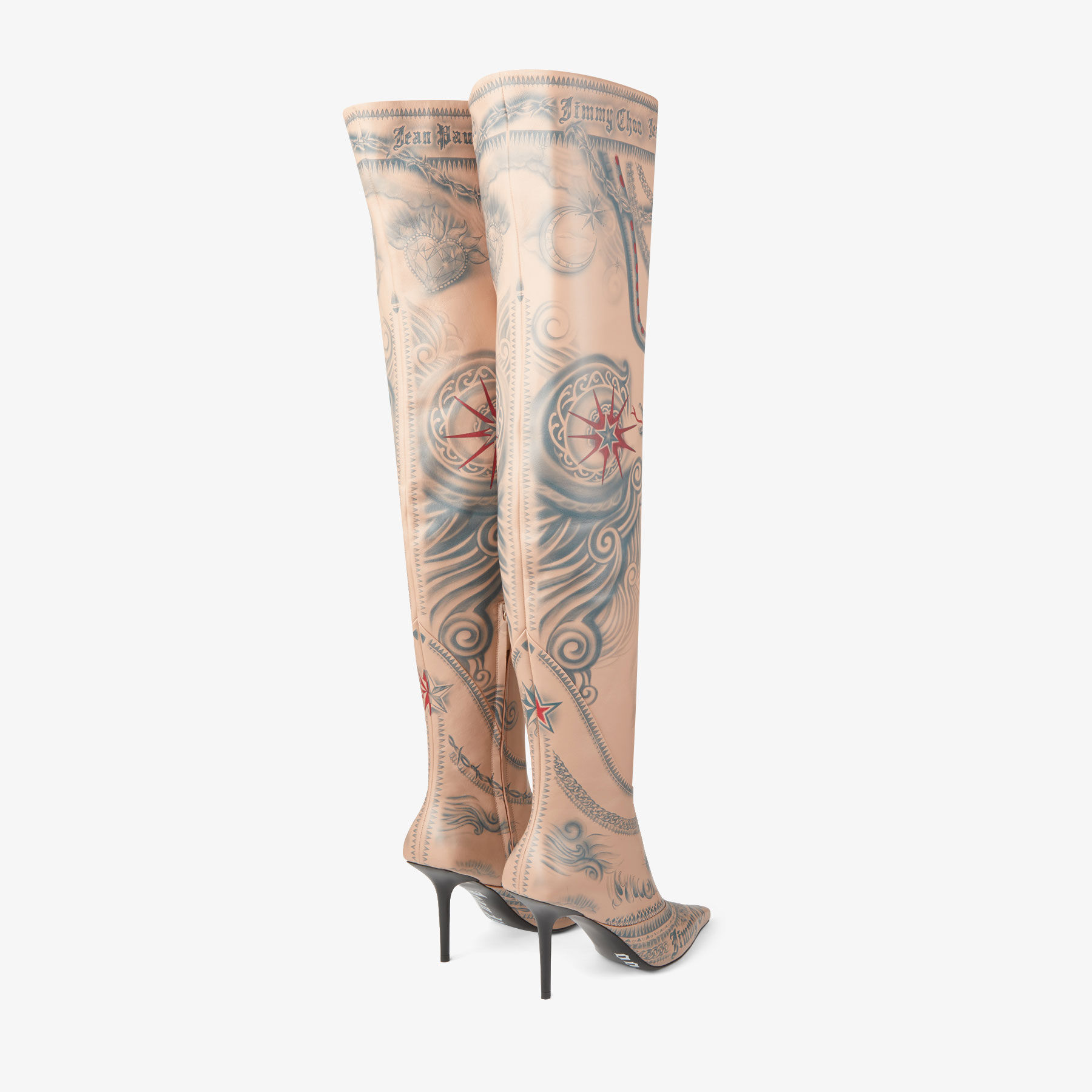 JIMMY CHOO JEAN PAUL GAULTIER OTK Beige Tattoo Printed