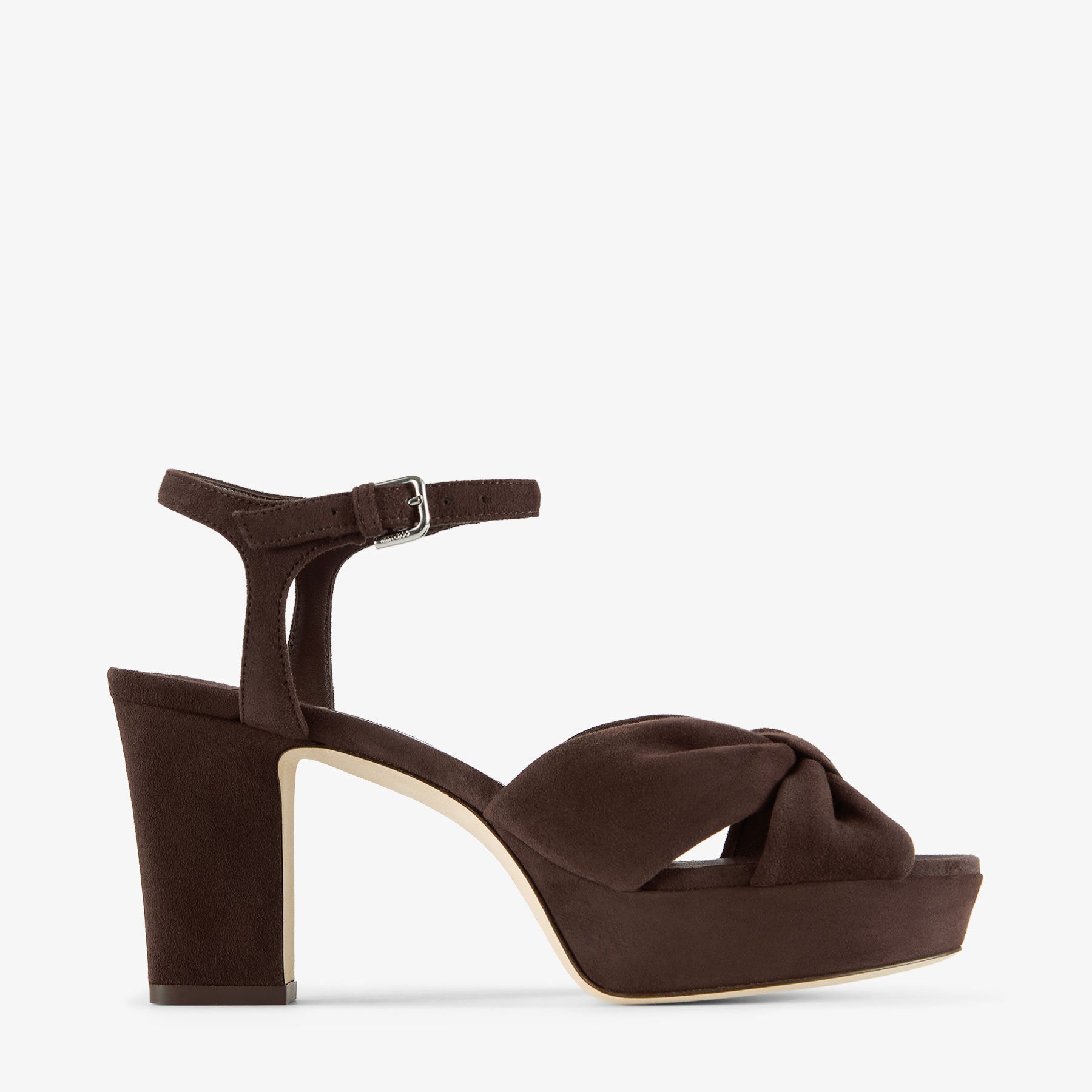 Heloise 80 | Chocolate Suede Platform Sandals | JIMMY CHOO