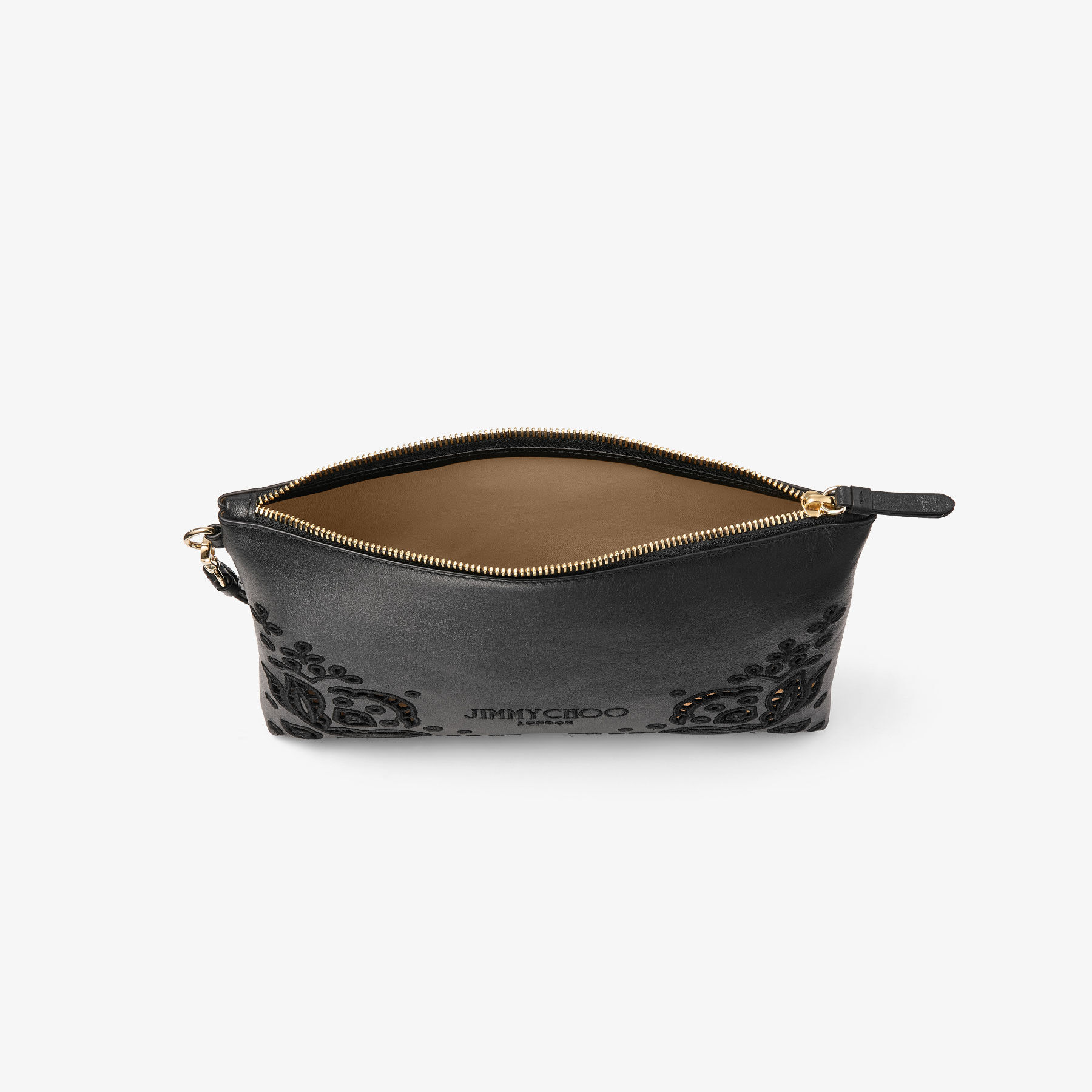 高速配送 Zipped Flat Pouch |Black Leather Pouch with Sangallo バッグ