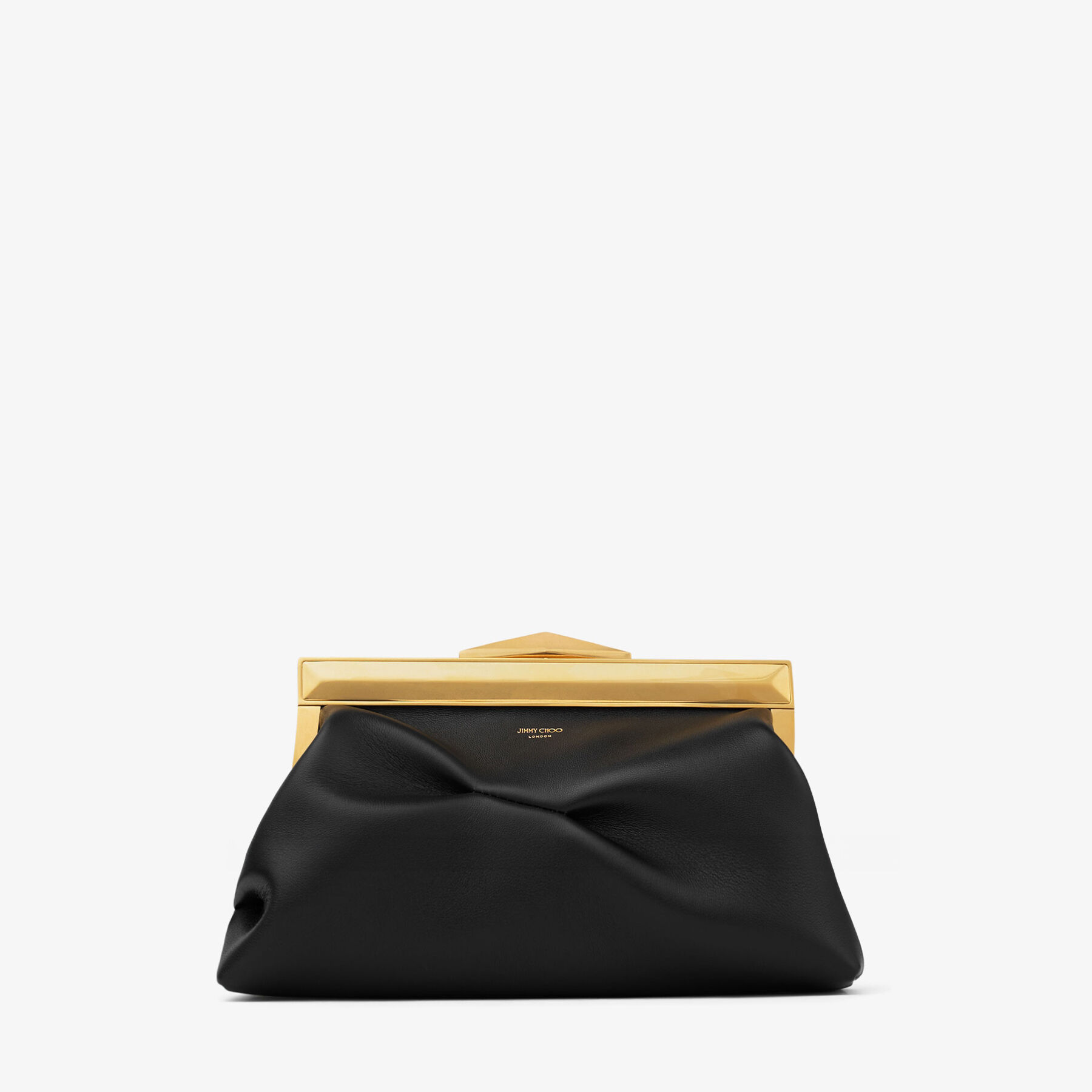 Diamond Frame Clutch/S | Black Calf Leather Clutch | JIMMY CHOO