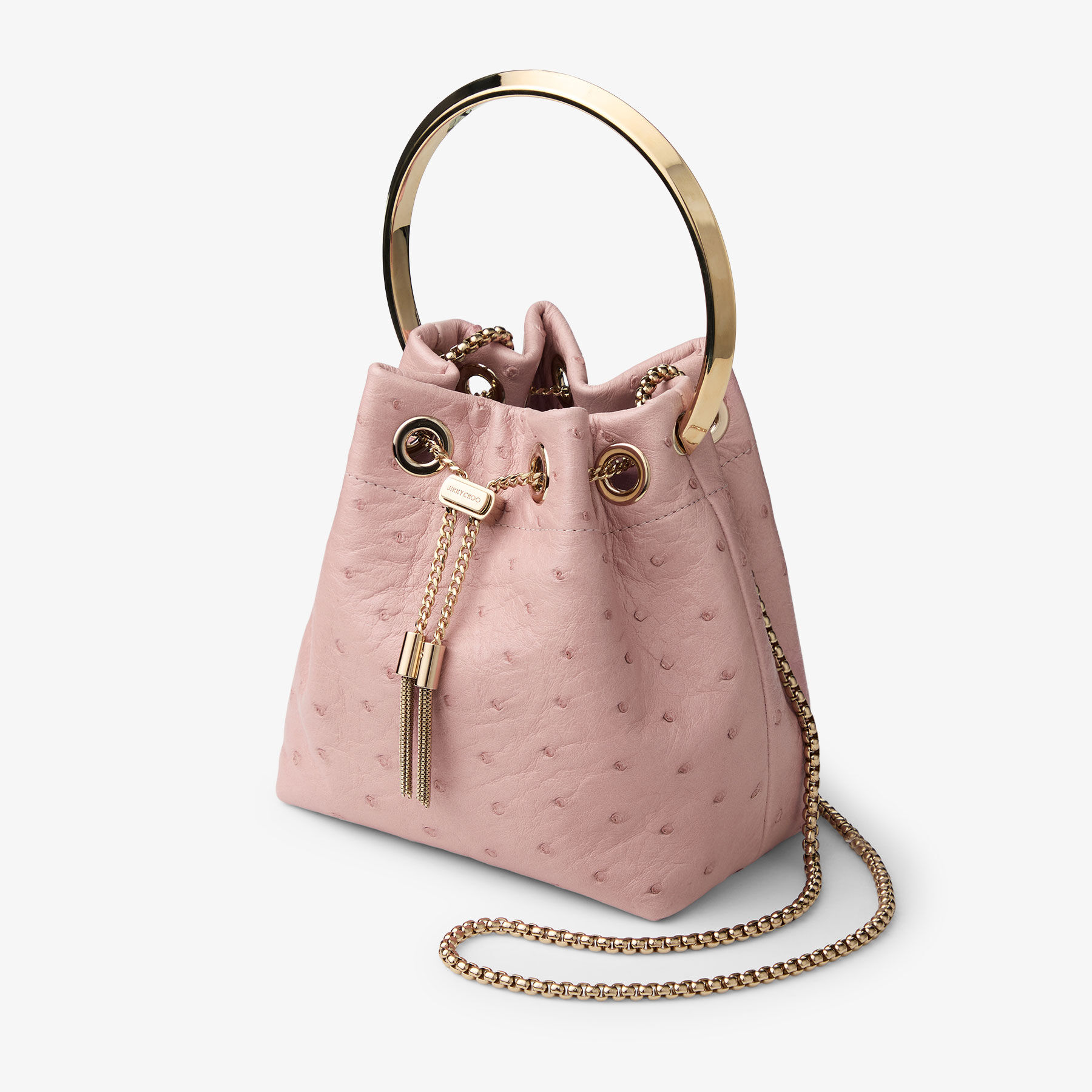 JIMMY CHOO Bon Bon エラフェ スネークプリント レザーバッグ Bon Bon | Biker Leather Black Bag With Pearl Closure | JIMMY