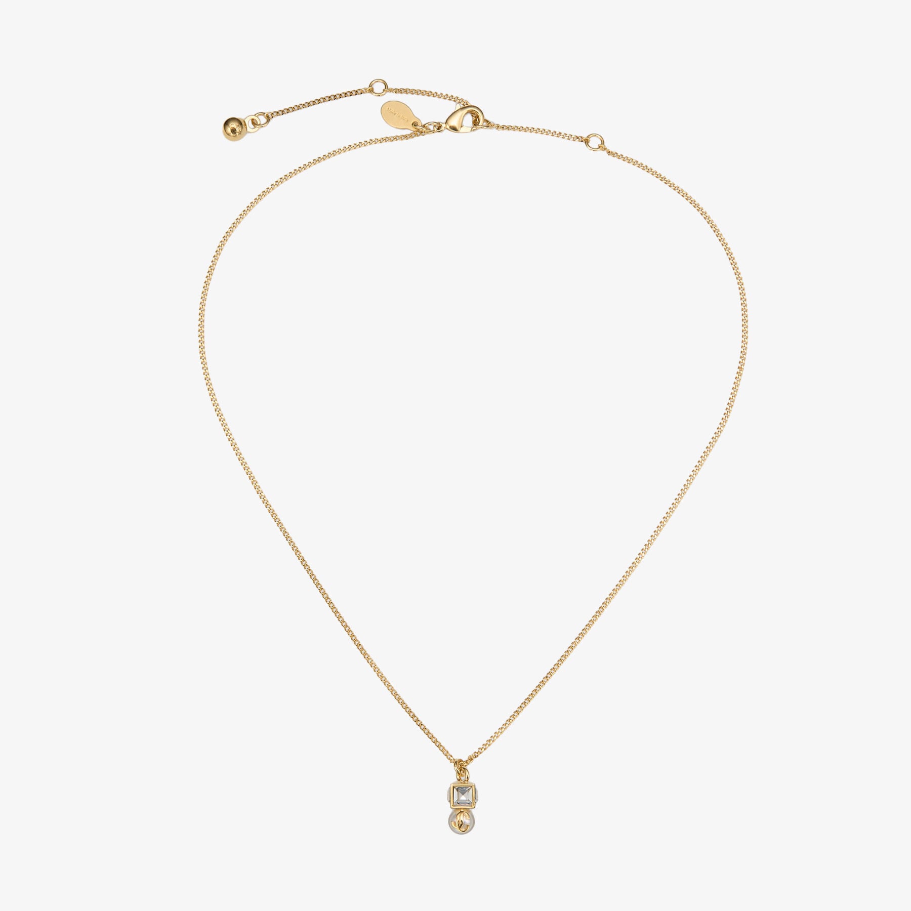 美品☆ JIMMY CHOO ゴールド チェーン ネックレス JC 箱 保存袋付 JCPEARLCUBEPNDNTFTA_0C9457_FRO