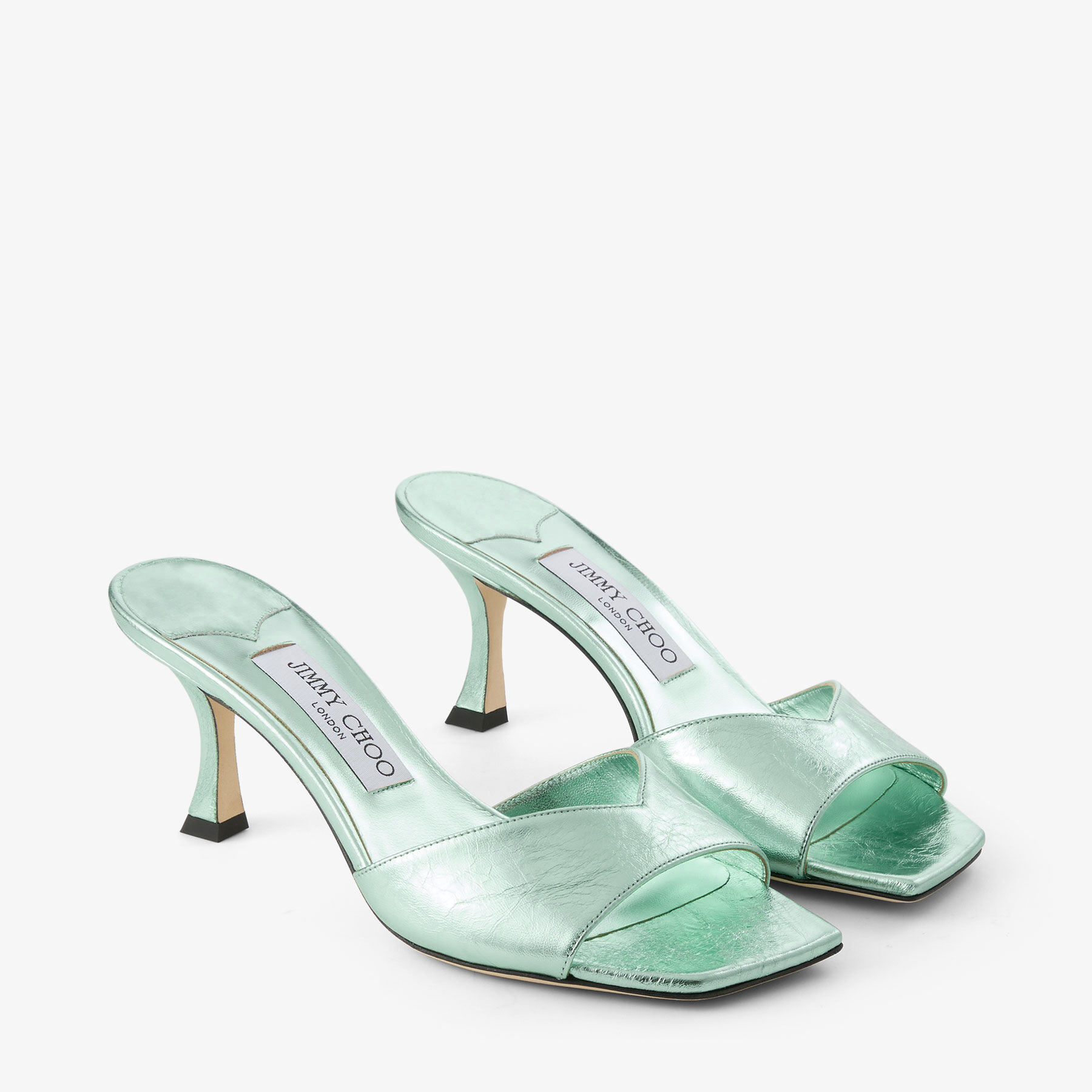 Skye 70 | Aqua Green Metallic Leather Sandals | JIMMY CHOO