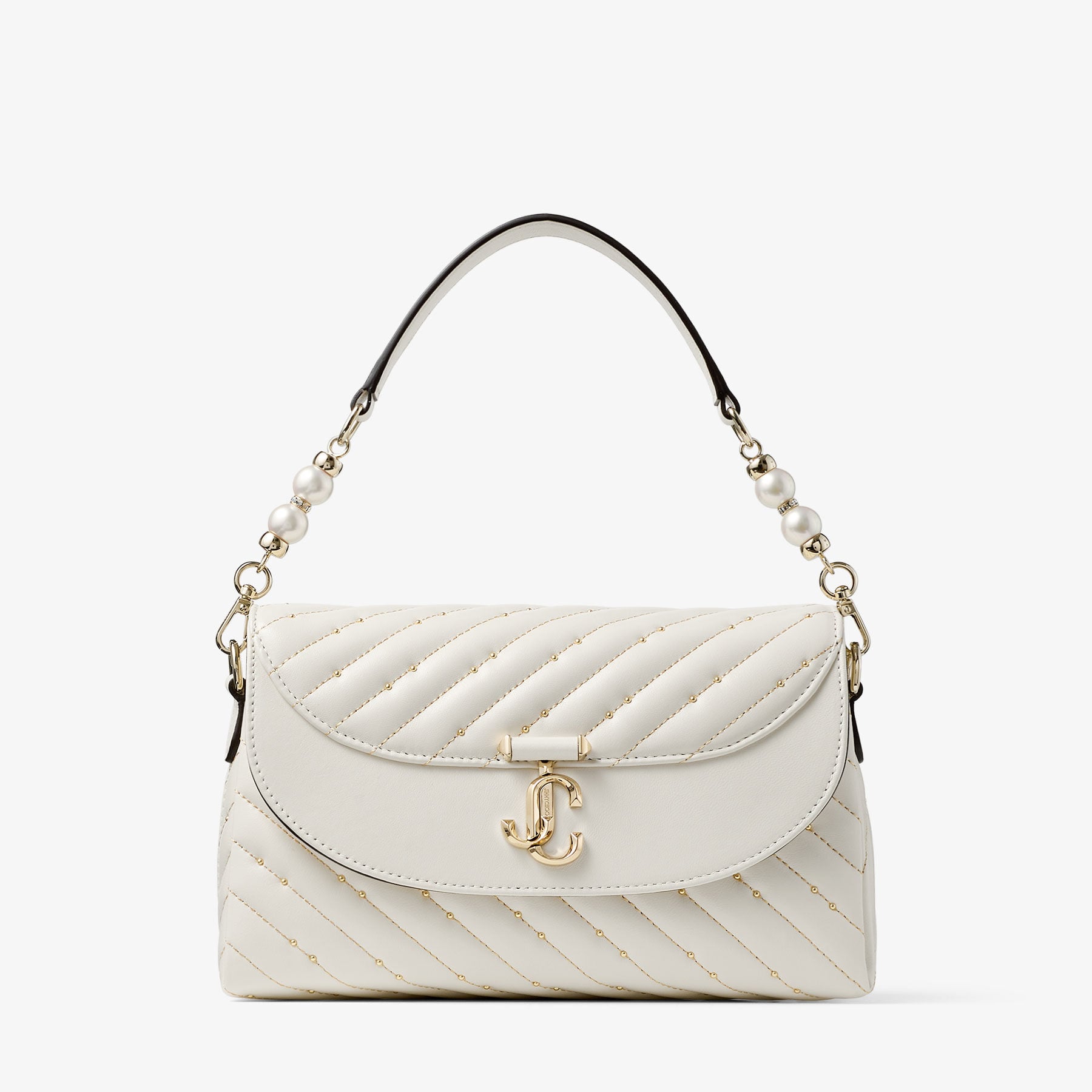 Avenue Curve Top Handle | Latte Quilted Nappa Leather Top Handle