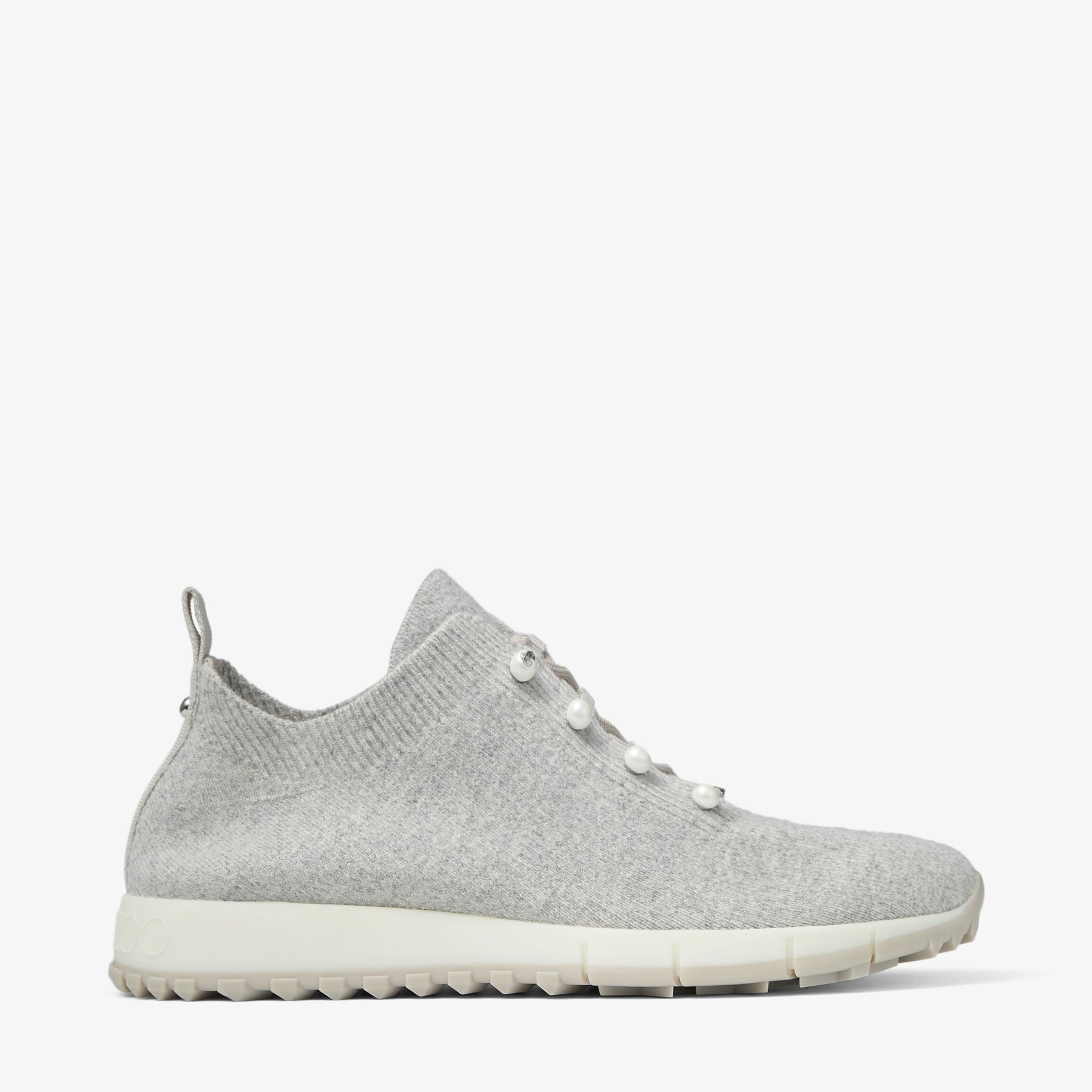 Veles | Moon Mix Cashmere Melange Knit Trainers with Pearl Buttons