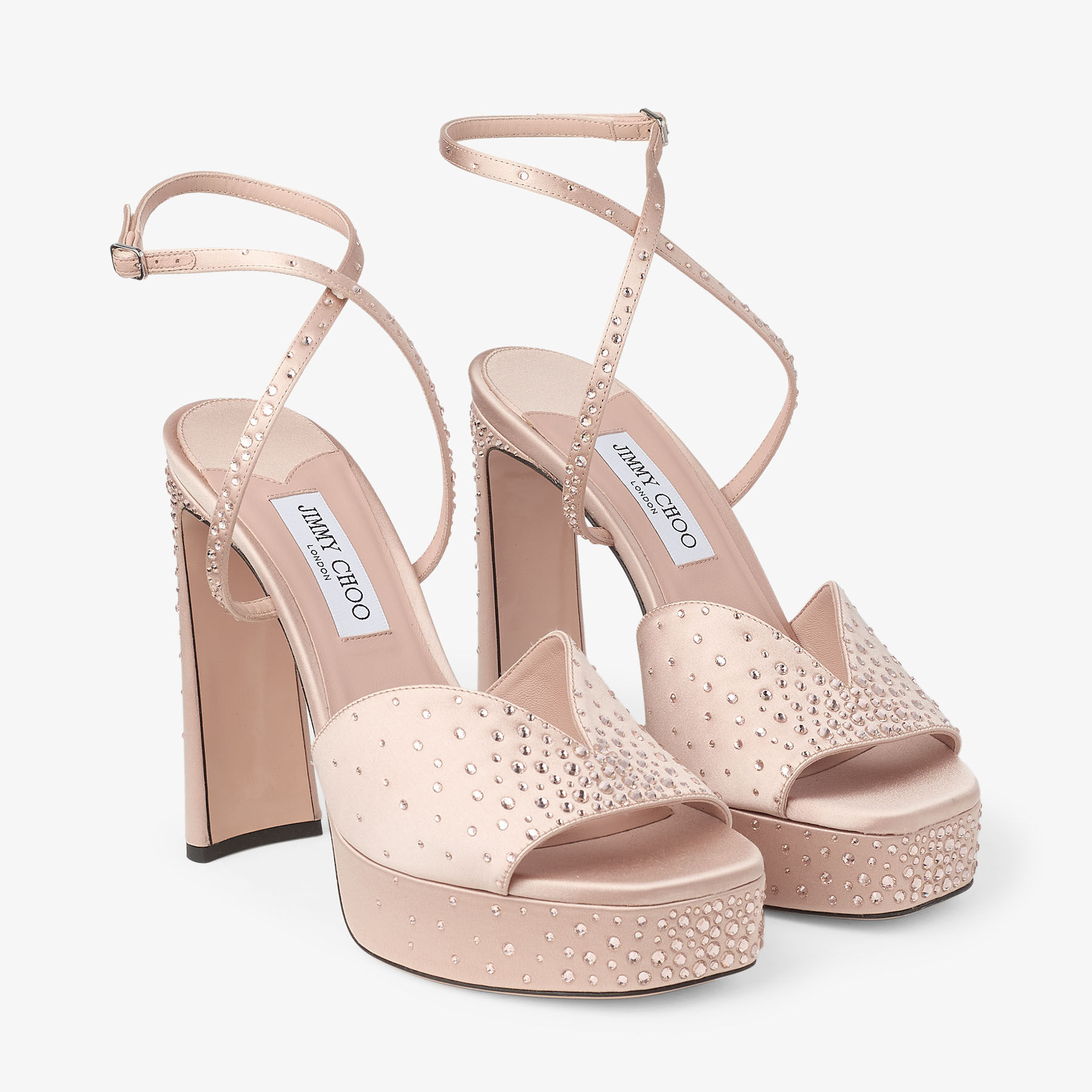 Karli Platform 125 | Macaron Satin Platform Sandals with Crystal