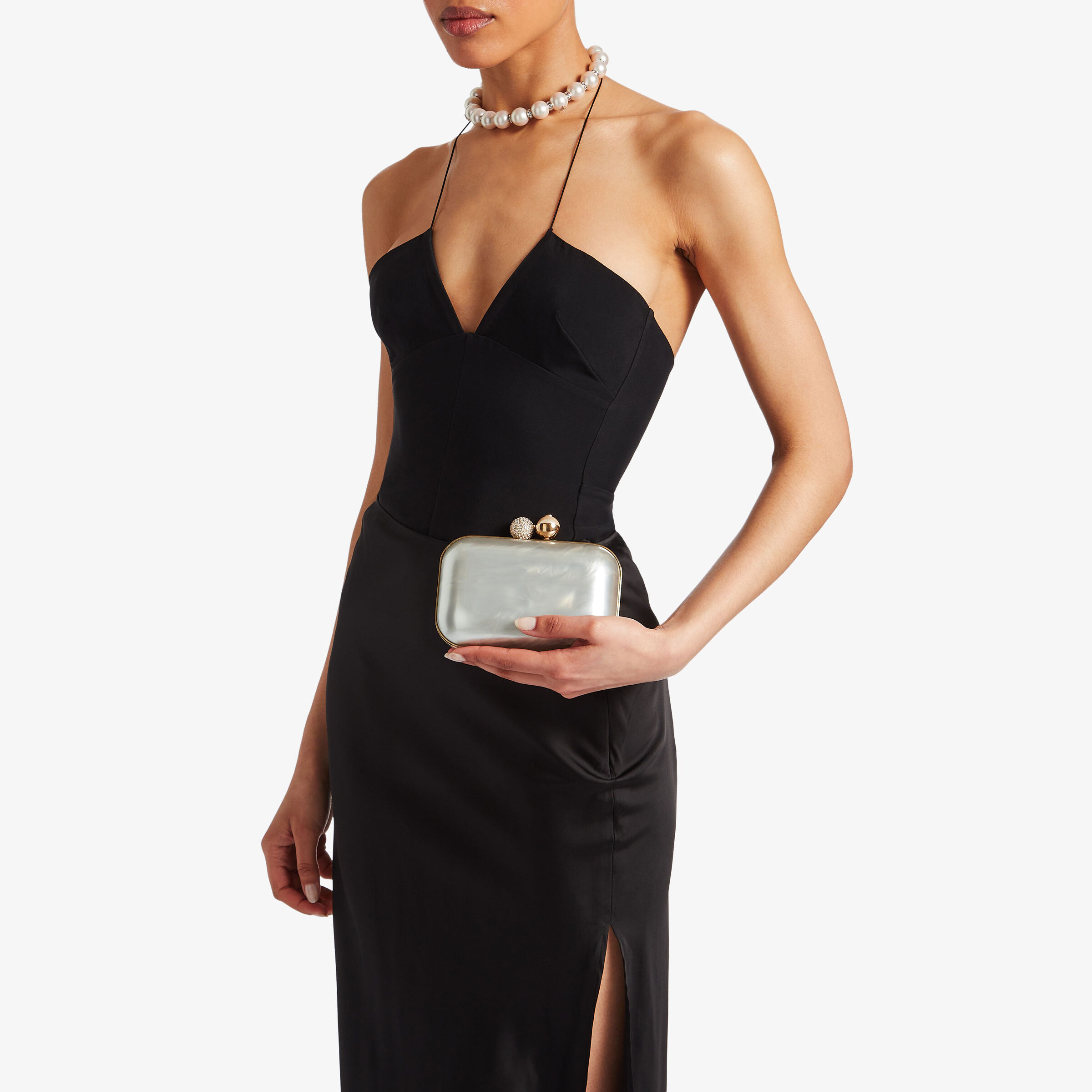 CLOUD Ivory Mother of Pearl Clutch Bag with Crystal Clasp