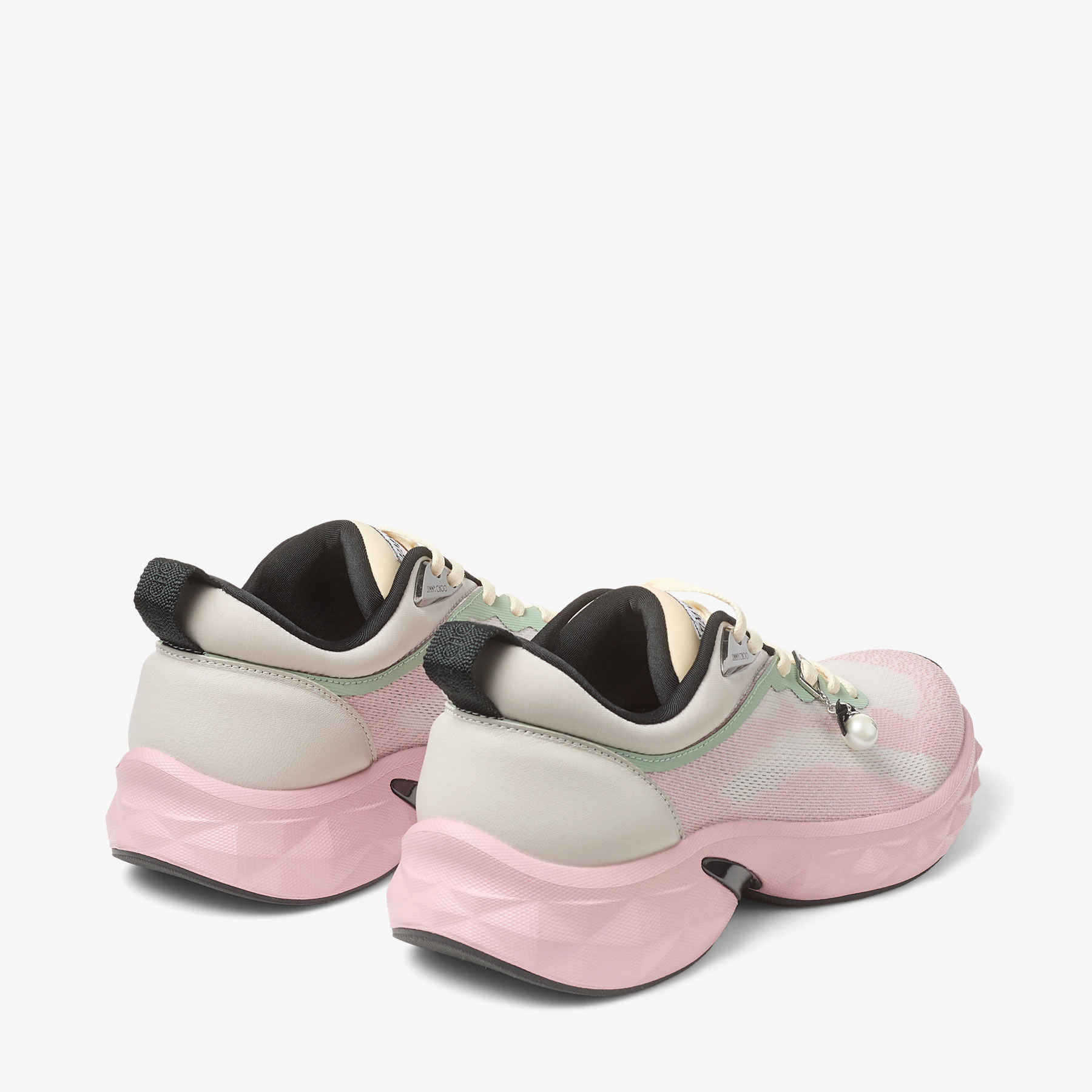 Diamond Run F | Moon and Rose Knit Jacquard Mix Trainers | JIMMY CHOO