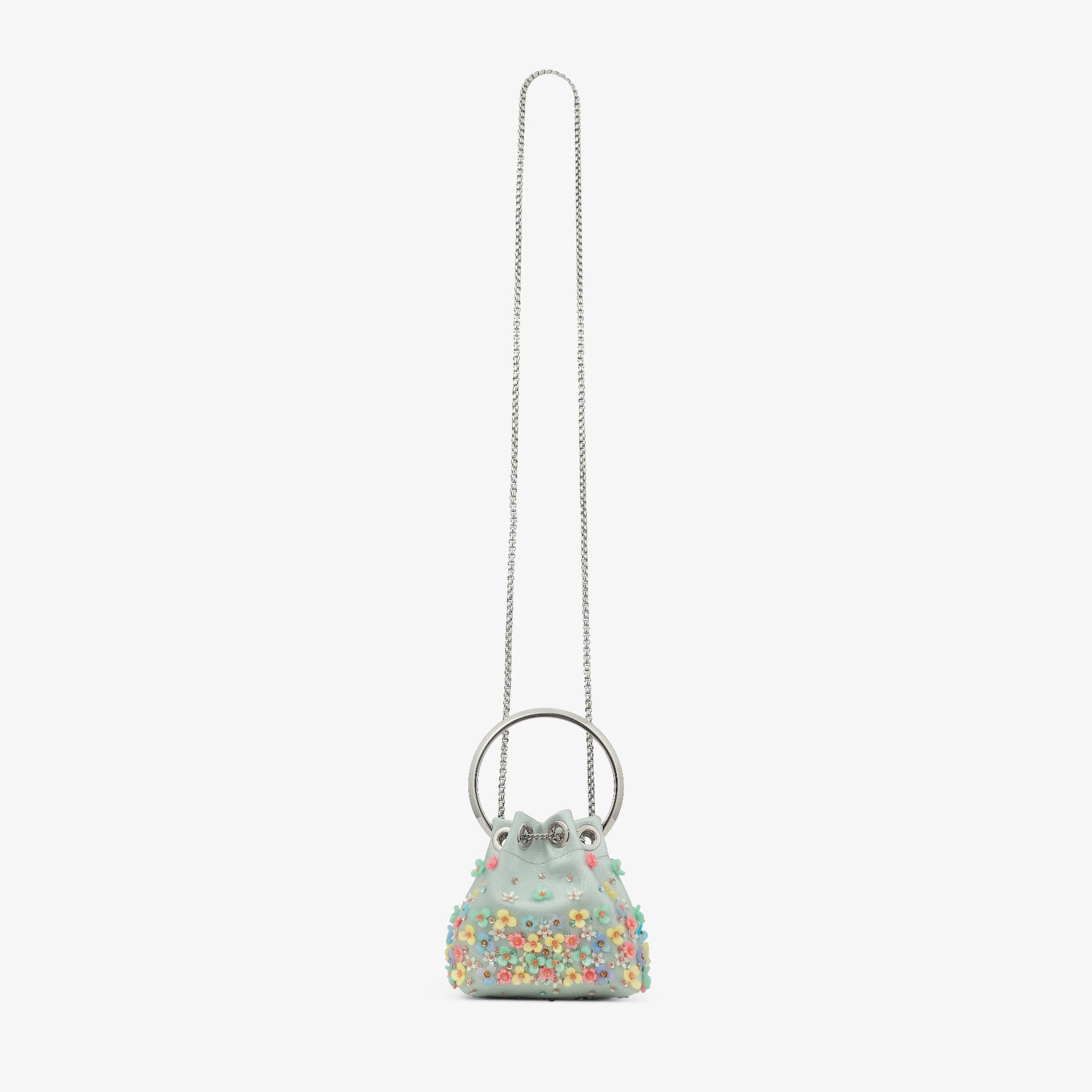 Micro Bon Bon | Light Verde Satin Bag With Embroidery