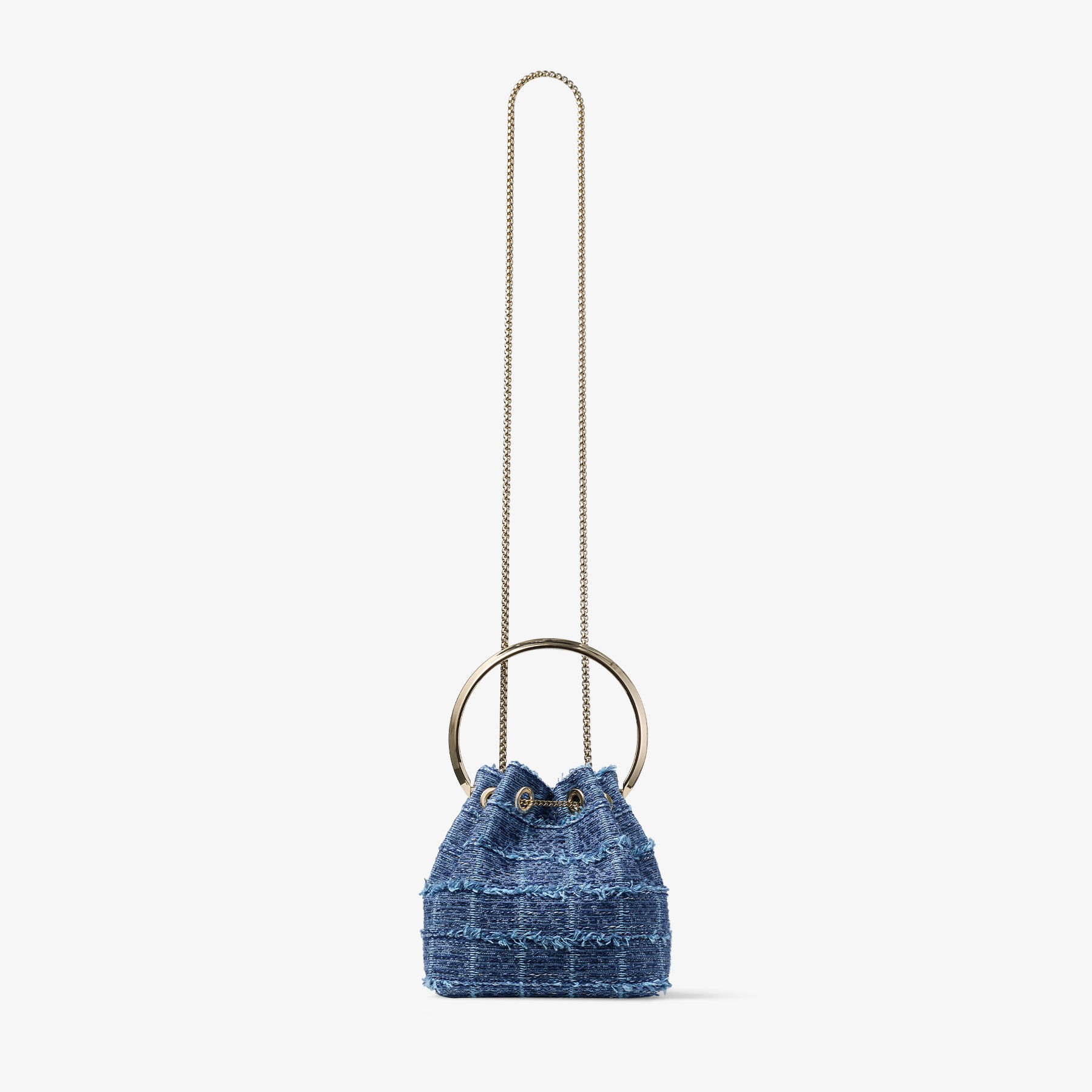 Bon Bon | Crosshatch Denim Fabric Bucket Bag | JIMMY CHOO