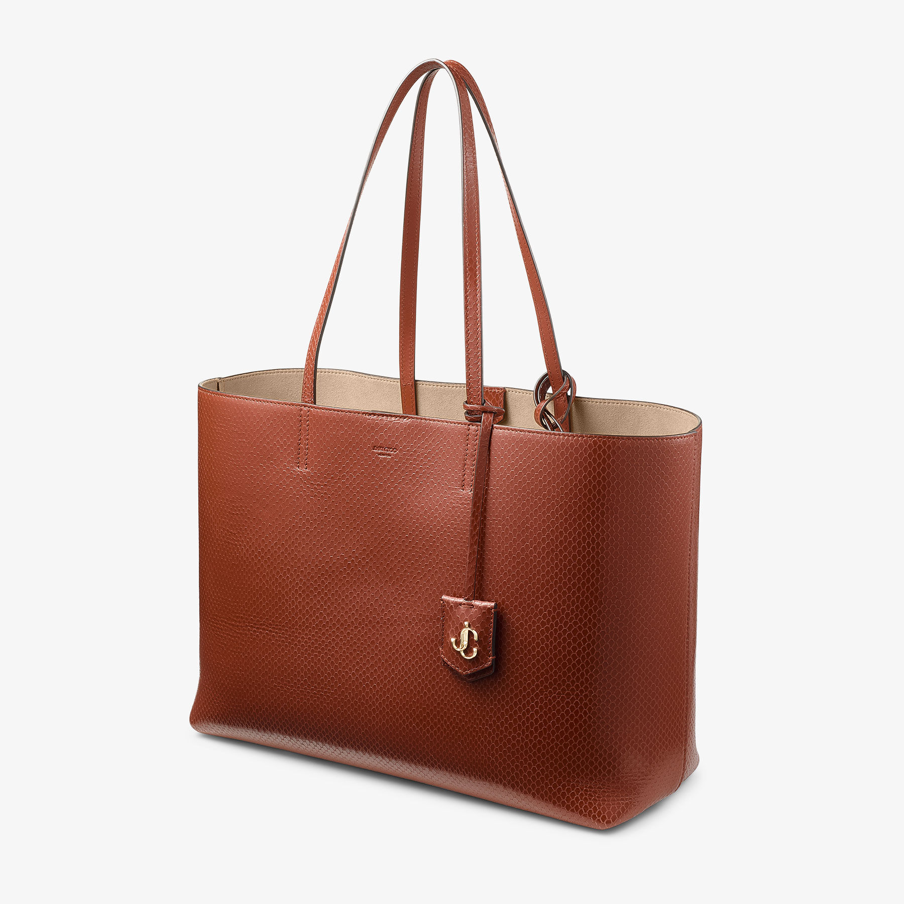 Nine2Five East-West | Cognac Elaphe Printed Leather Tote Handbag