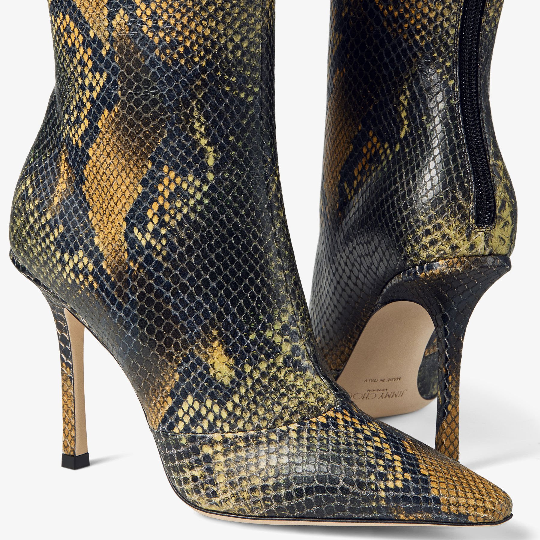 ラウンド  Boot | Python-Printed Leather Knee-High Boot | JIMMY CHOO 靴