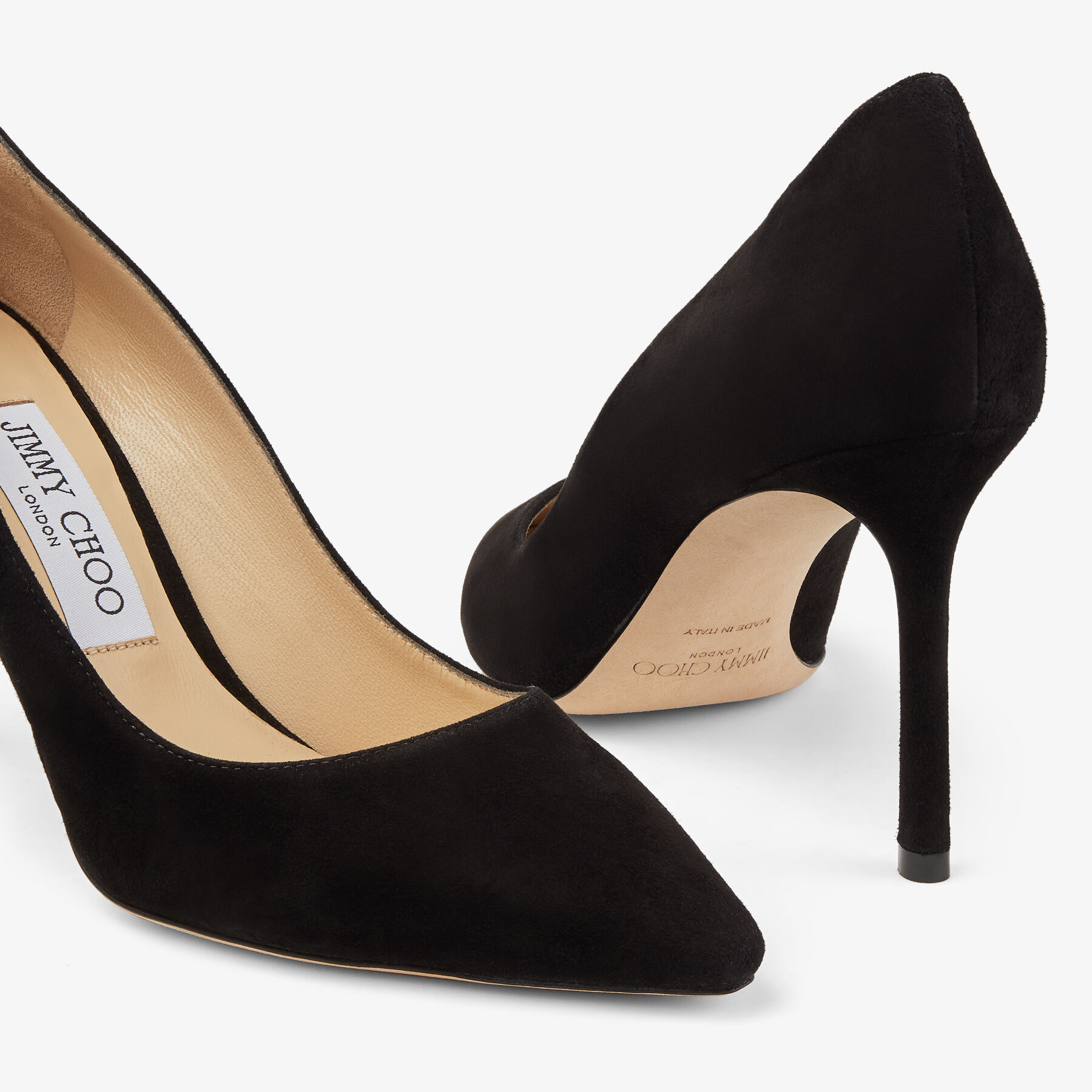 Black Suede Pointed Pumps Romy 85 Autumn Winter 16 JIMMY CHOO CA