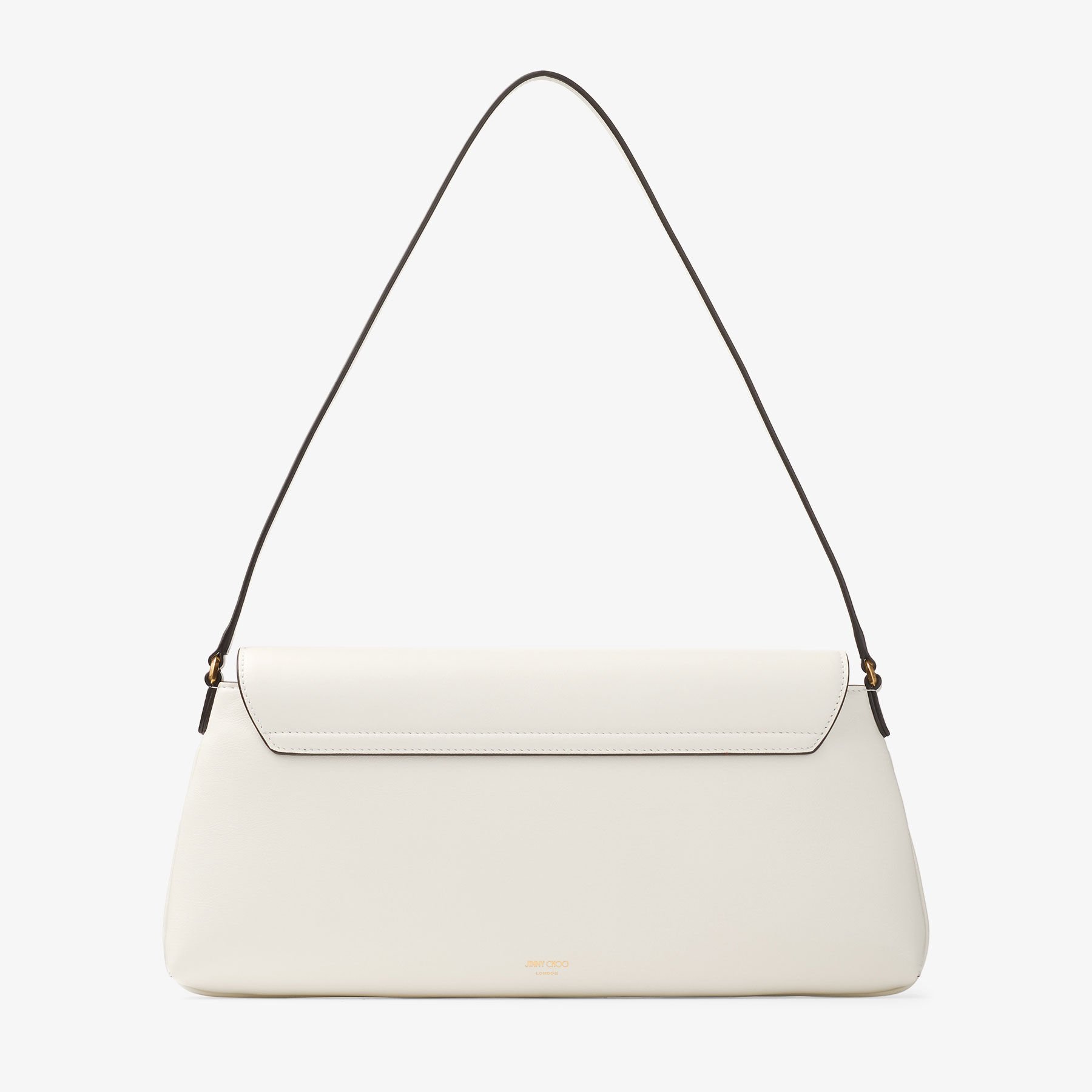 にこ¨̮⃝ item shoulder bag（ivory） Diamond Shoulder East-West | Latte Shiny Calf Leather Shoulder Bag
