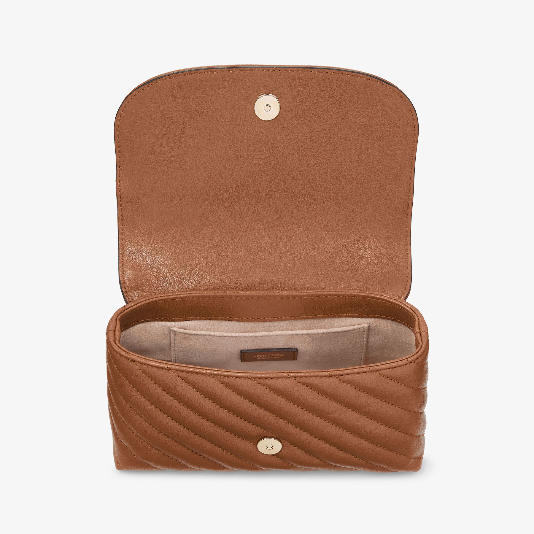 Avenue Curve Crossbody Small | Tan Quilted Biker Leather Crossbody