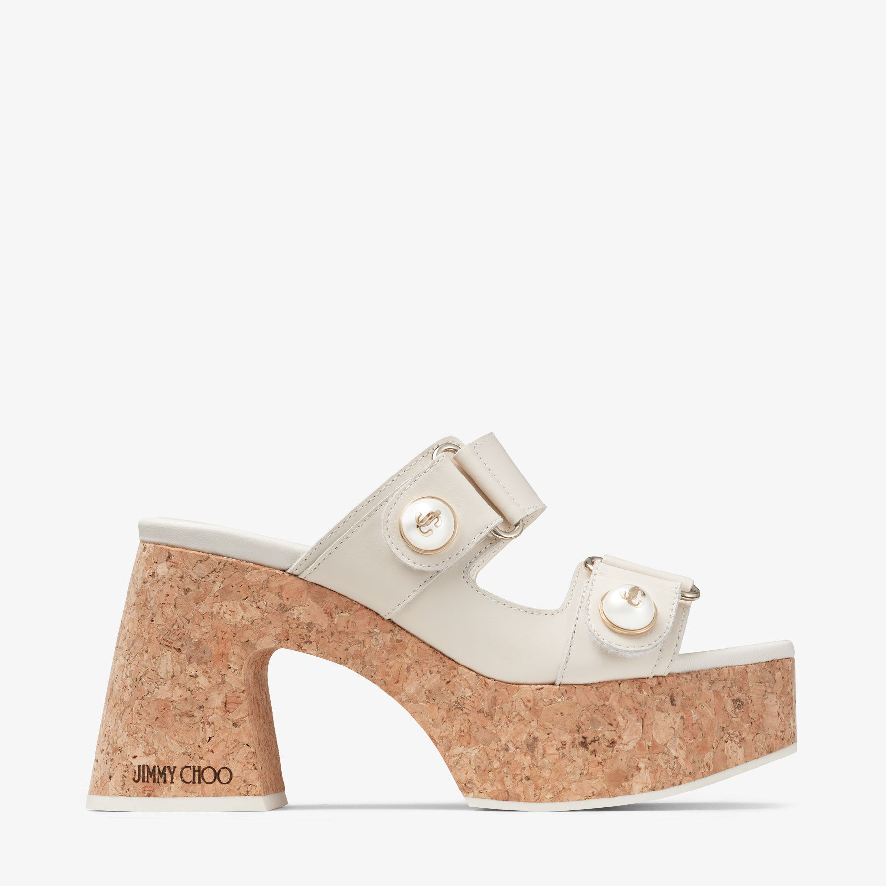 JIMMY CHOO Fayence Wedge 95 レザー Platform Wedge Sandals Fayence Wedge 95|Latte Leather Wedge| JIMMY CHOO