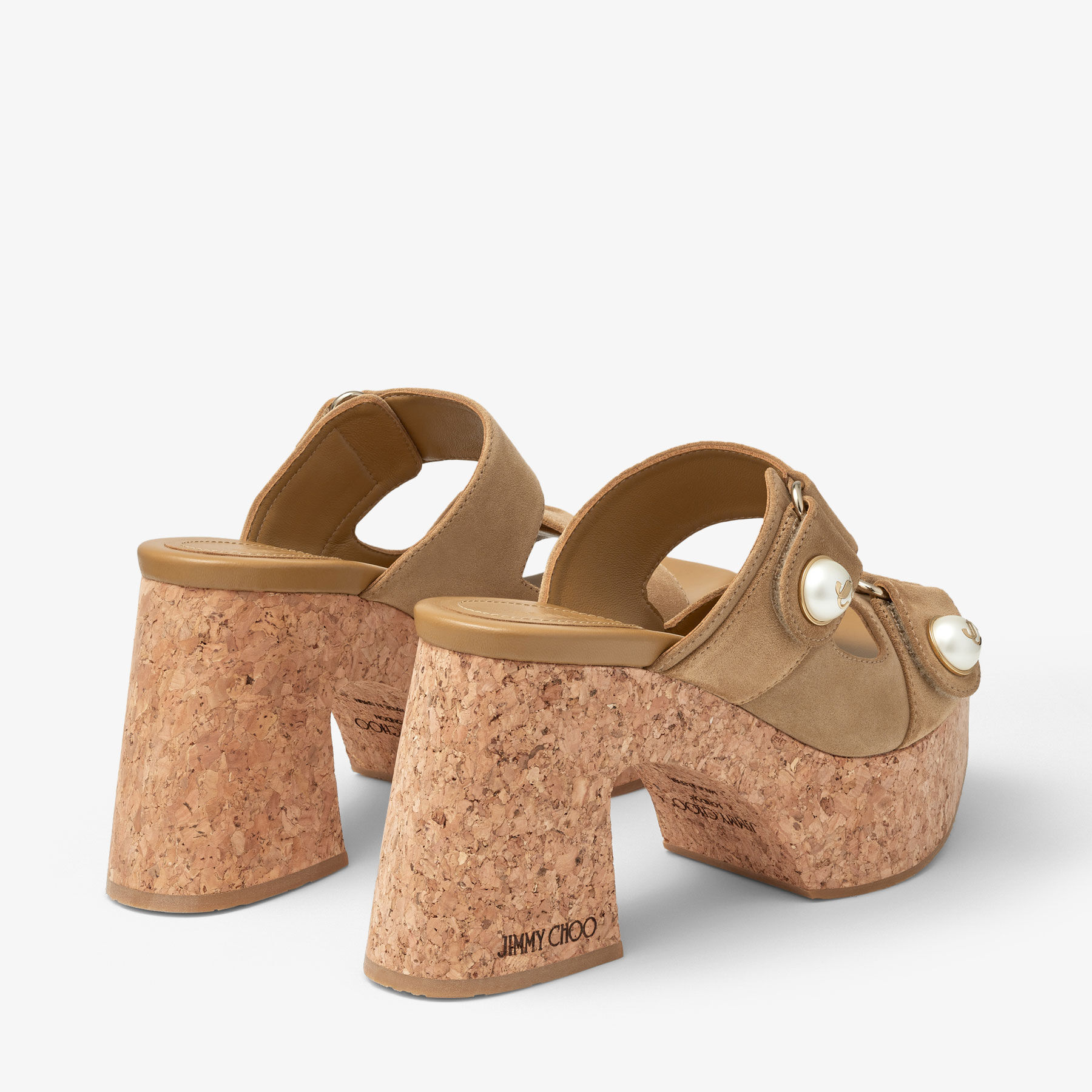 Fayence Wedge 95 | Rattan Velvet Suede Wedge | JIMMY CHOO