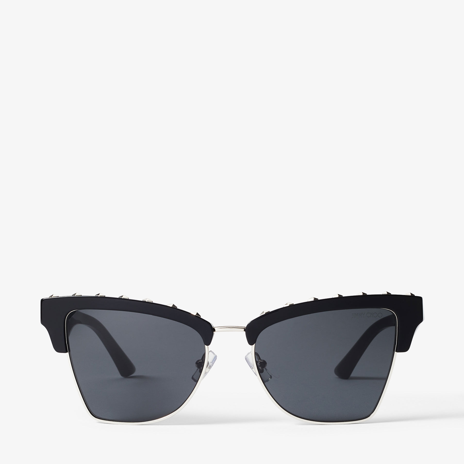 Maxime | Black Butterfly Frame Sunglasses with Studs | JIMMY