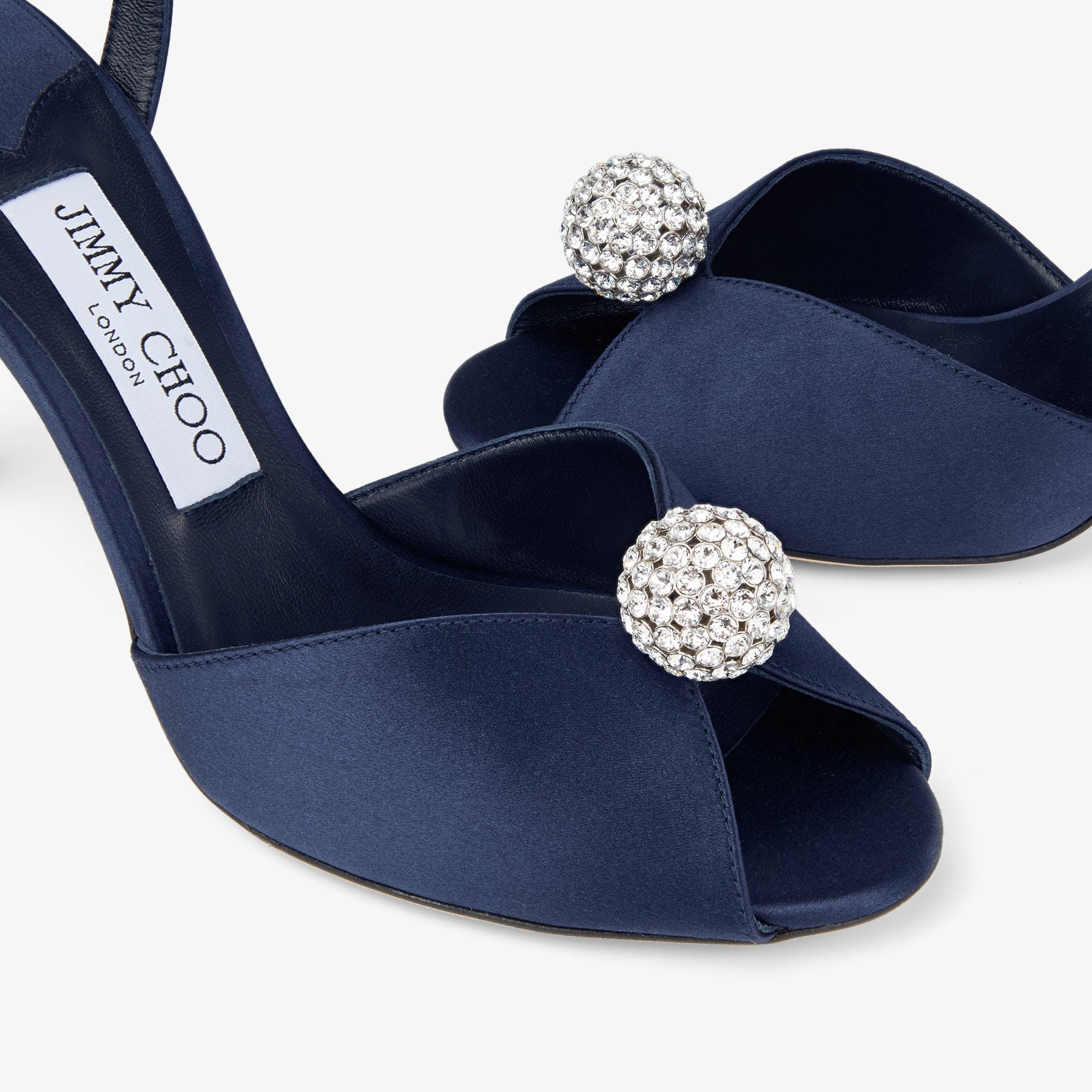 Women's Navy Satin Sandals | Jimmy Choo US