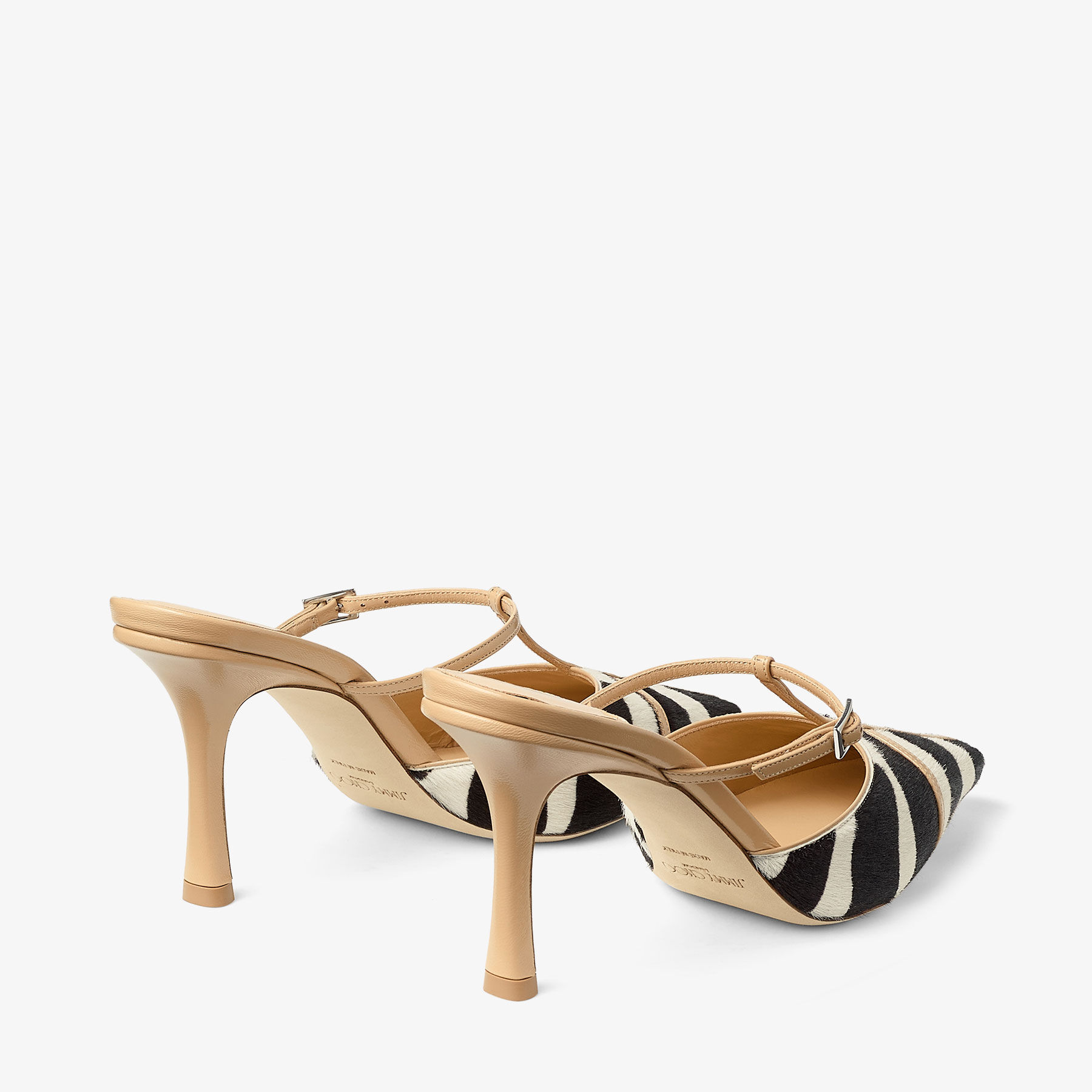 Gloria Mule 85 | Natural Zebra Print Pony Leather Mules | JIMMY CHOO