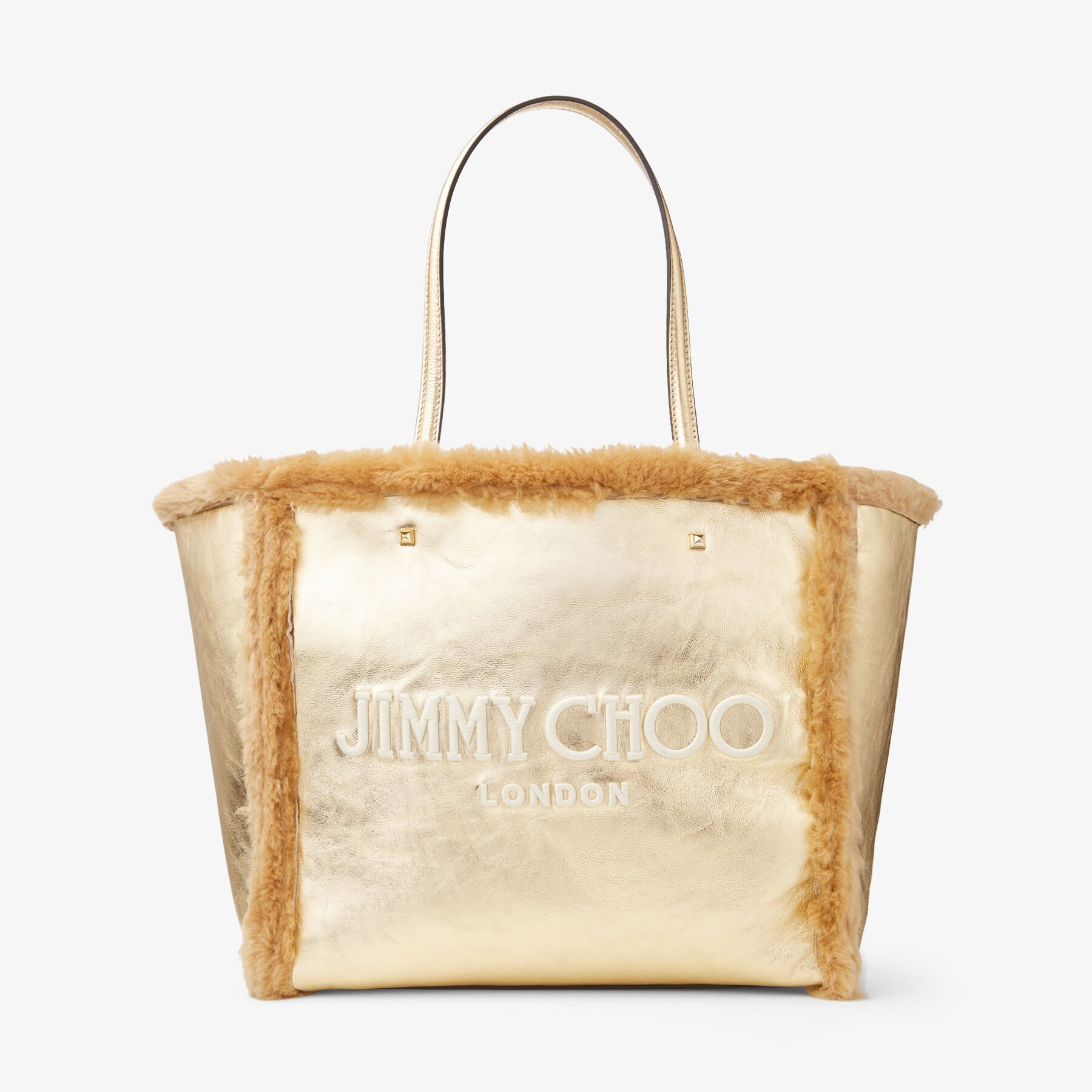 Gold top metallic tote