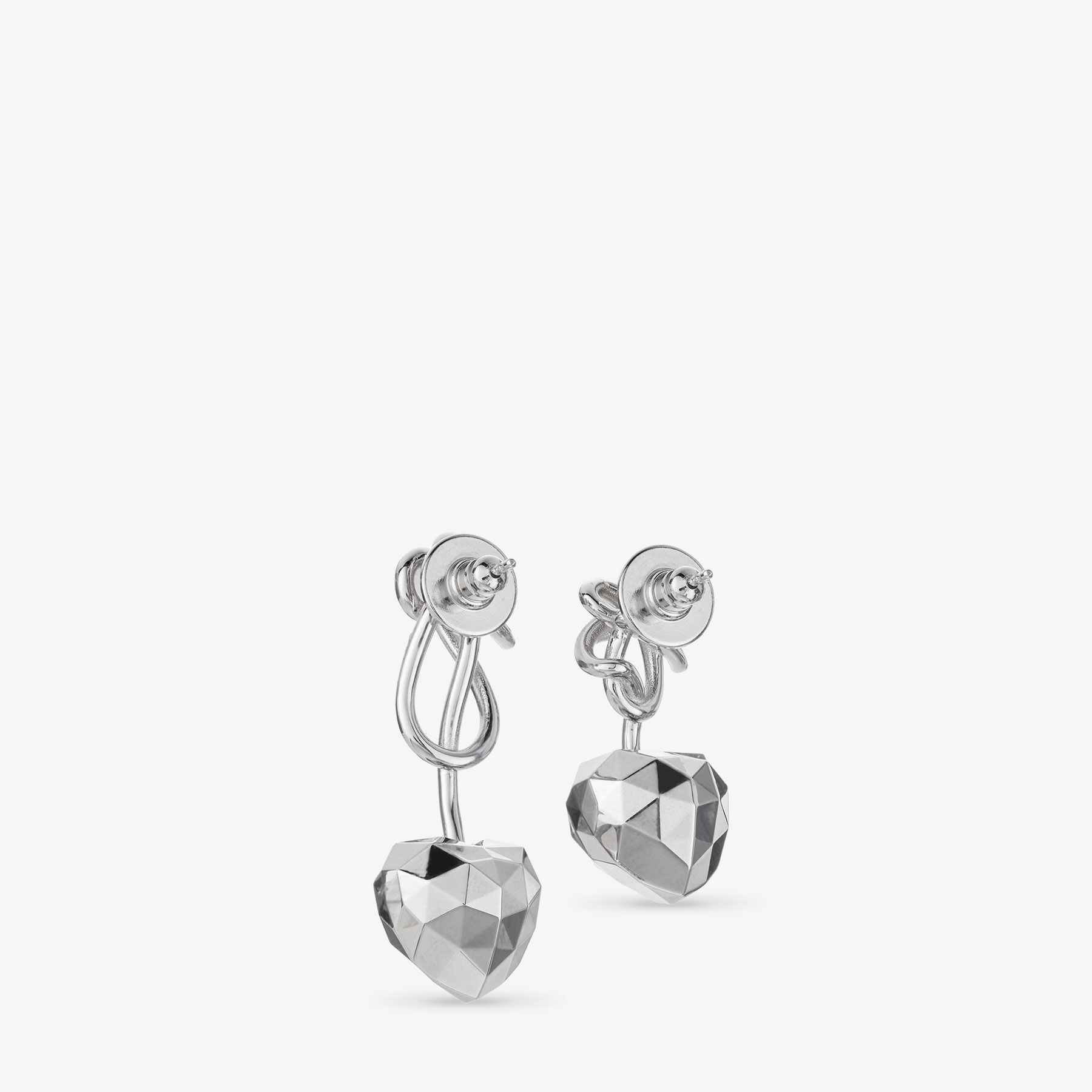 Faceted Heart Earring | Silver Finish Earrings | JIMMY CHOO