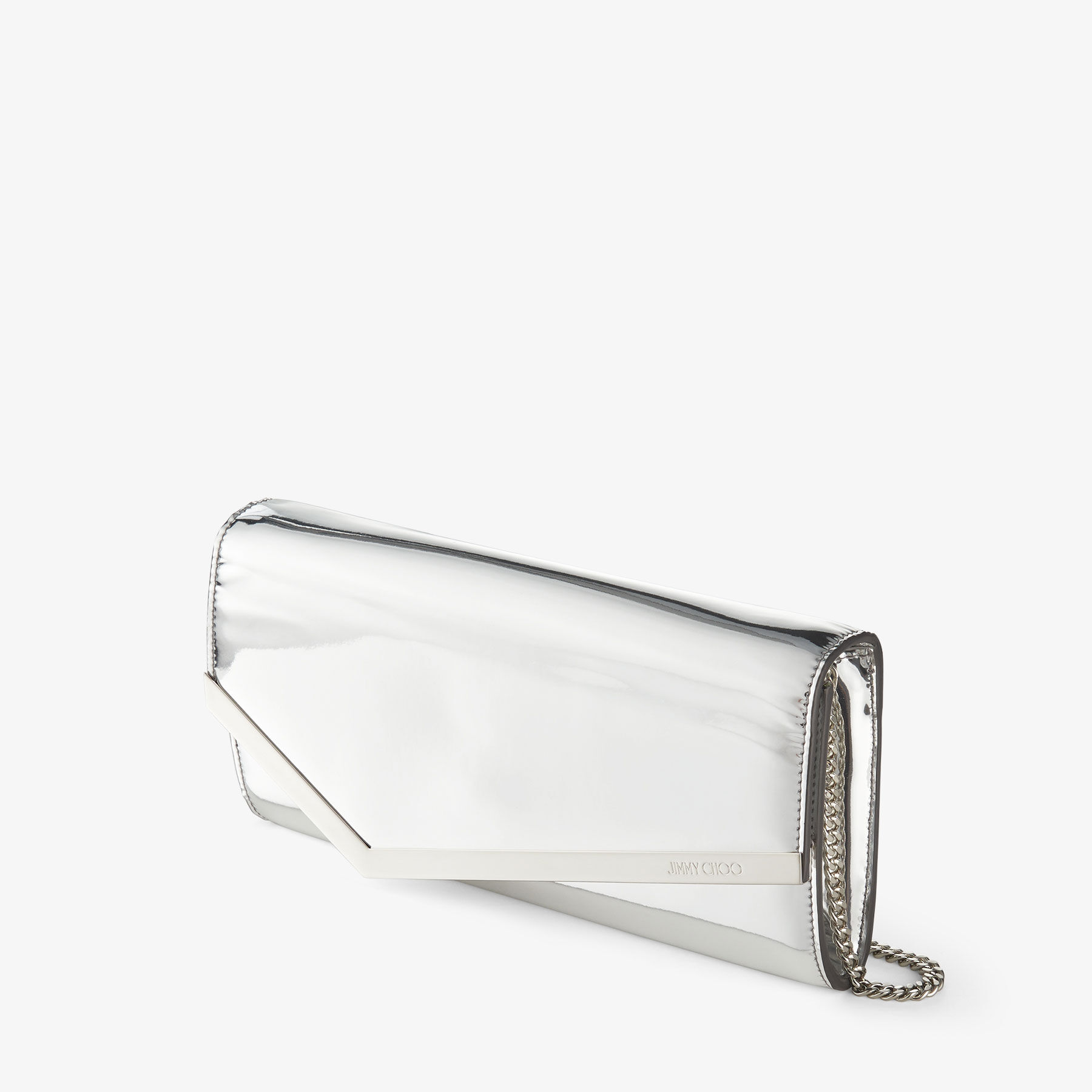 EMMIE, Silver Mirror Fabric Clutch Bag, Summer Collection