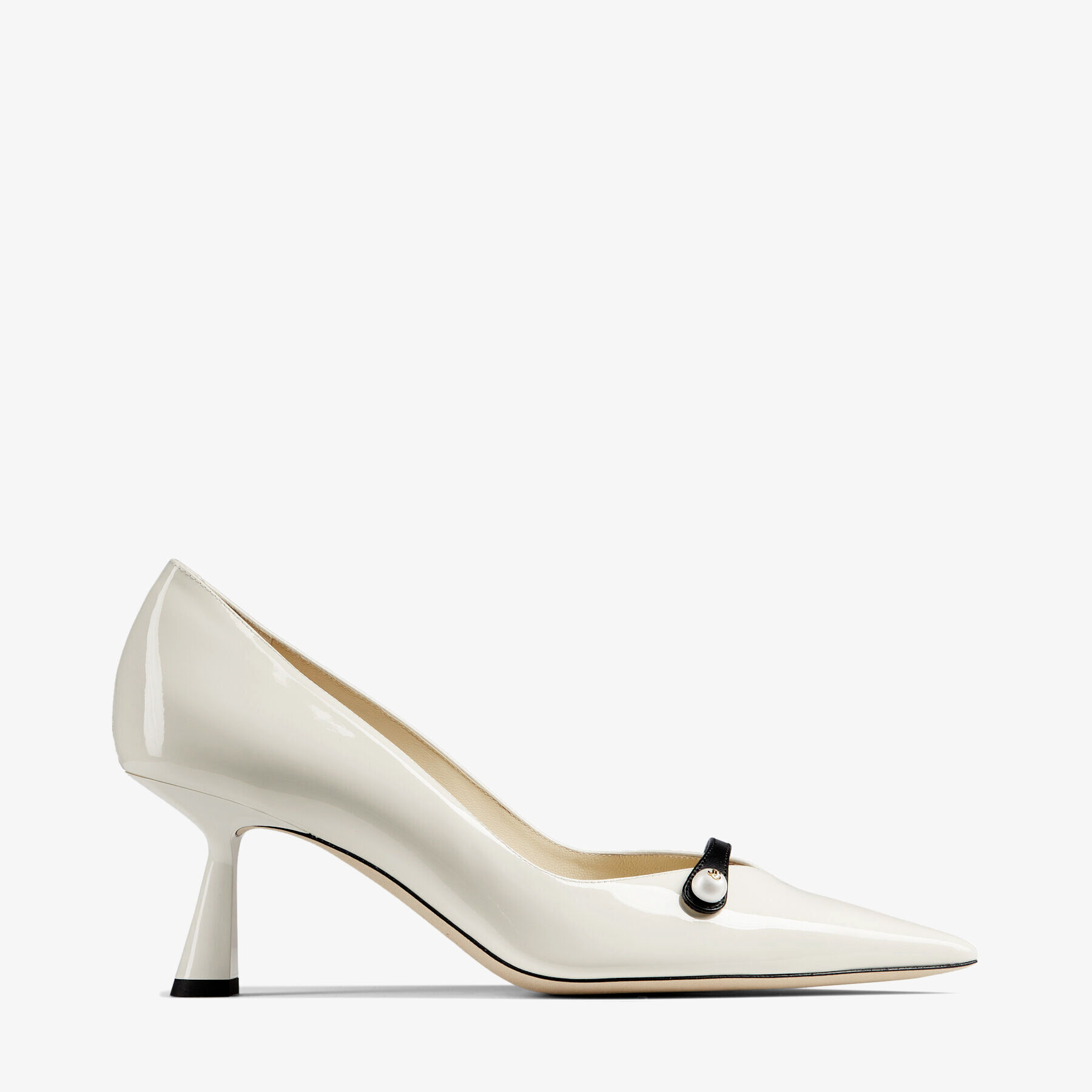 Latte Patent Pointed Pumps with Pearl Detail | ROSALIA 65 | High