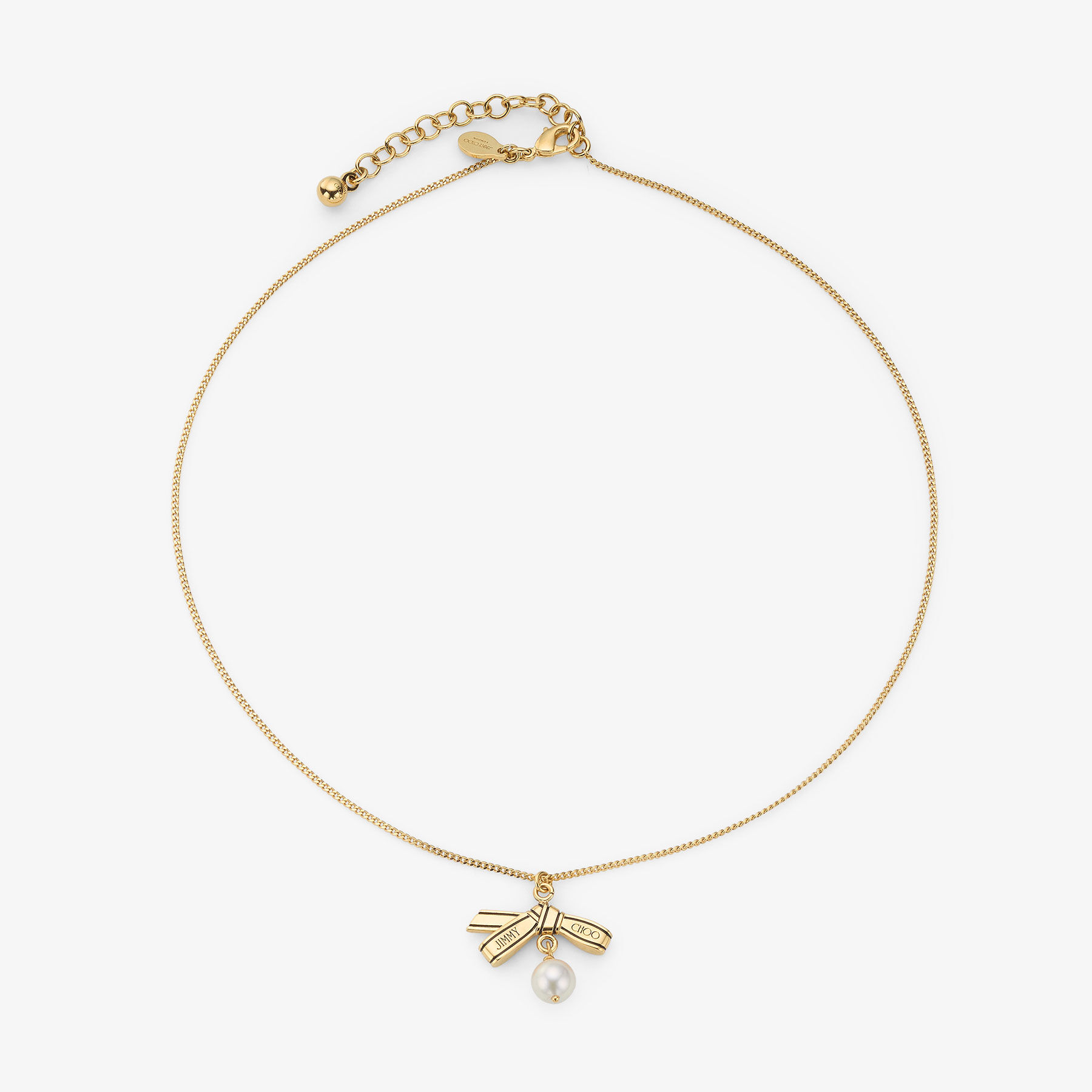 Ribbon Pendant Necklace |Gold Metal Pendant Necklace with