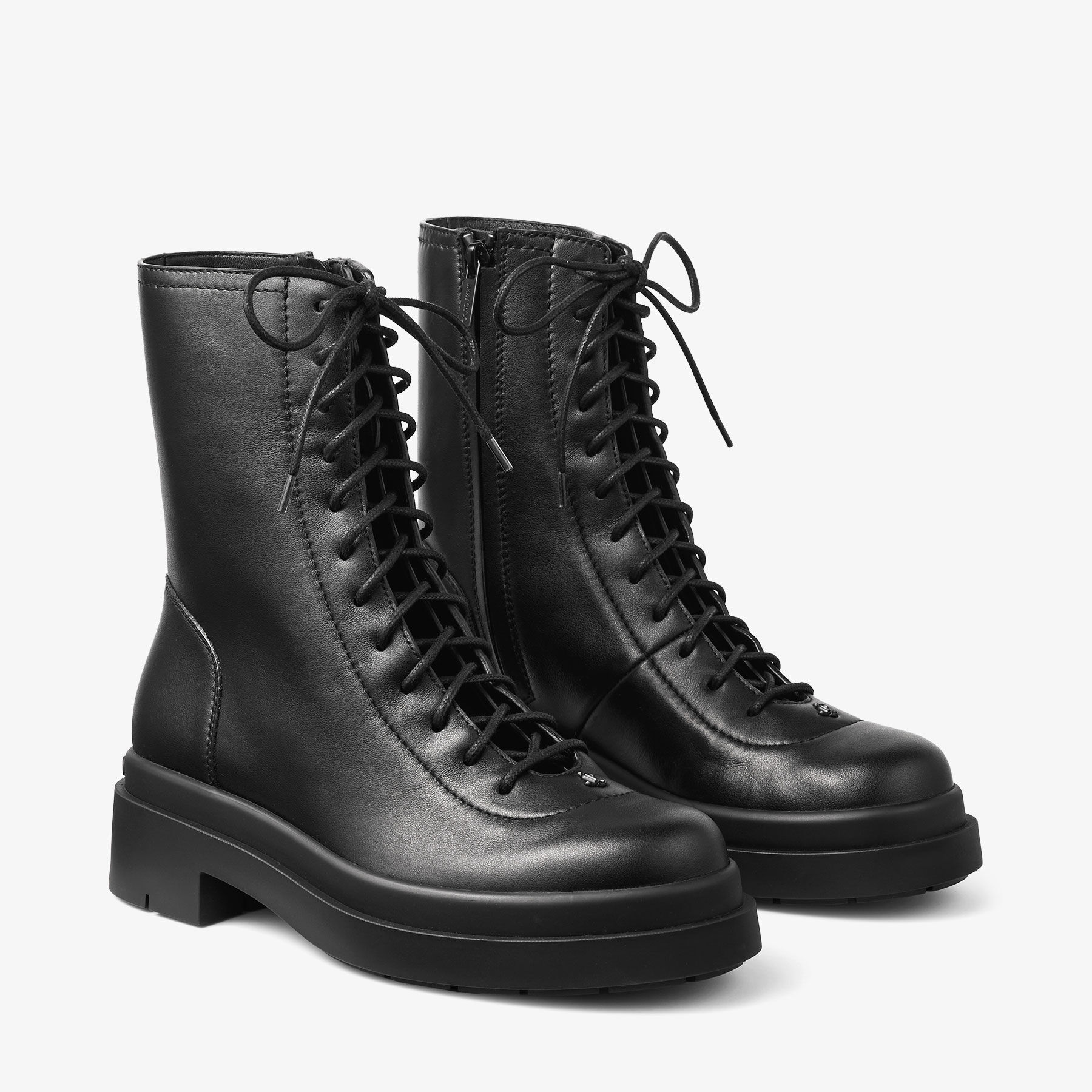 Sima Flat | Black Smooth Leather Ankle Boots | JIMMY CHOO