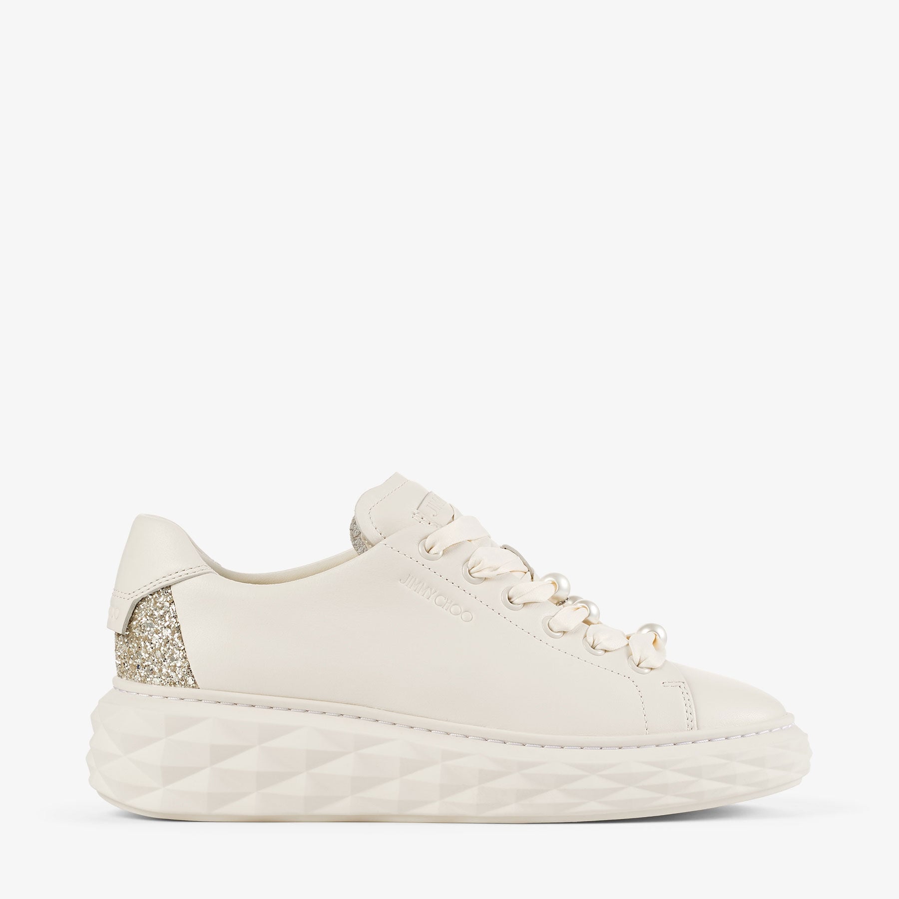 Diamond Light Maxi F | Latte Smooth Leather and Coarse Glitter