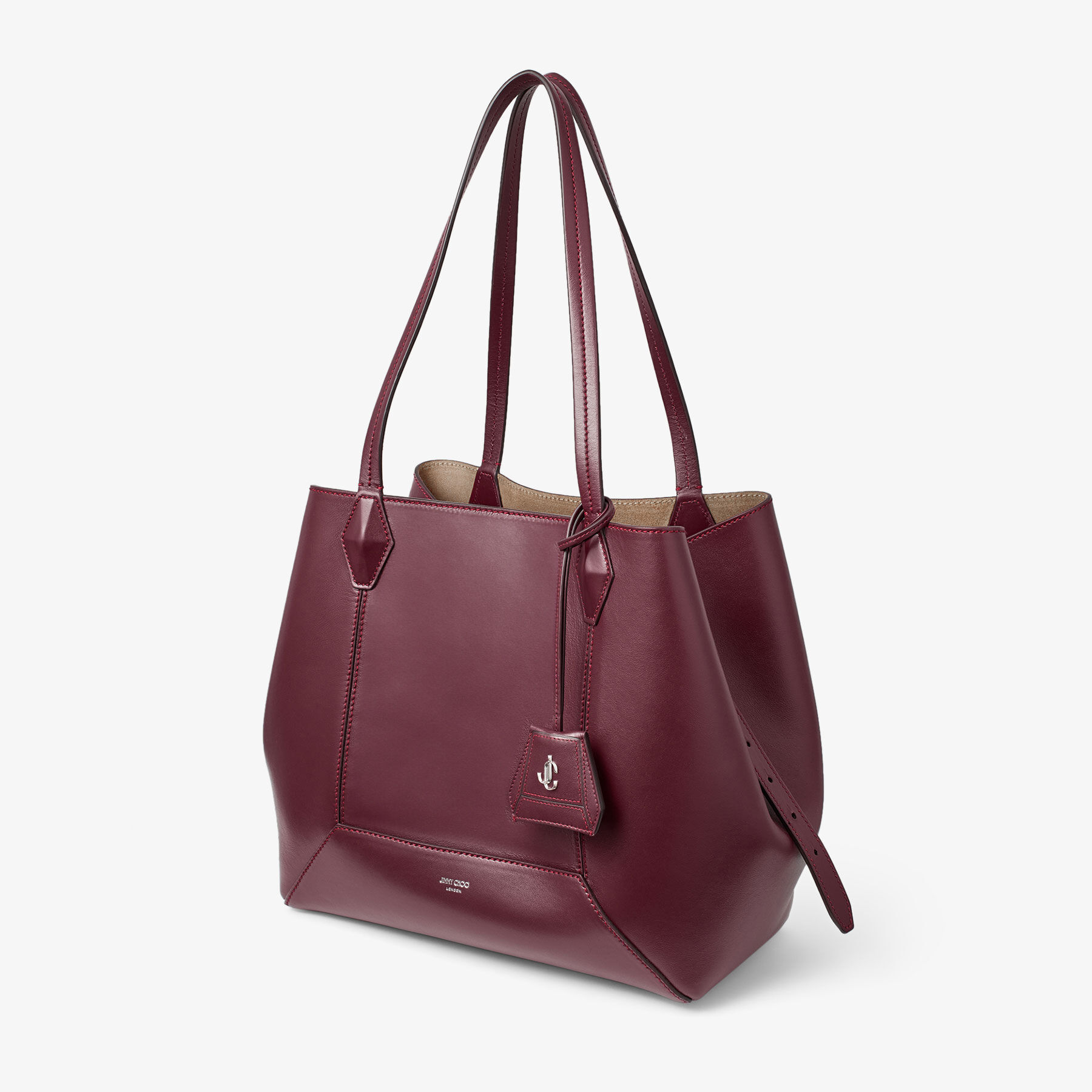 Diamond Tote/M | Garnet Calf Leather Tote Bag | JIMMY CHOO