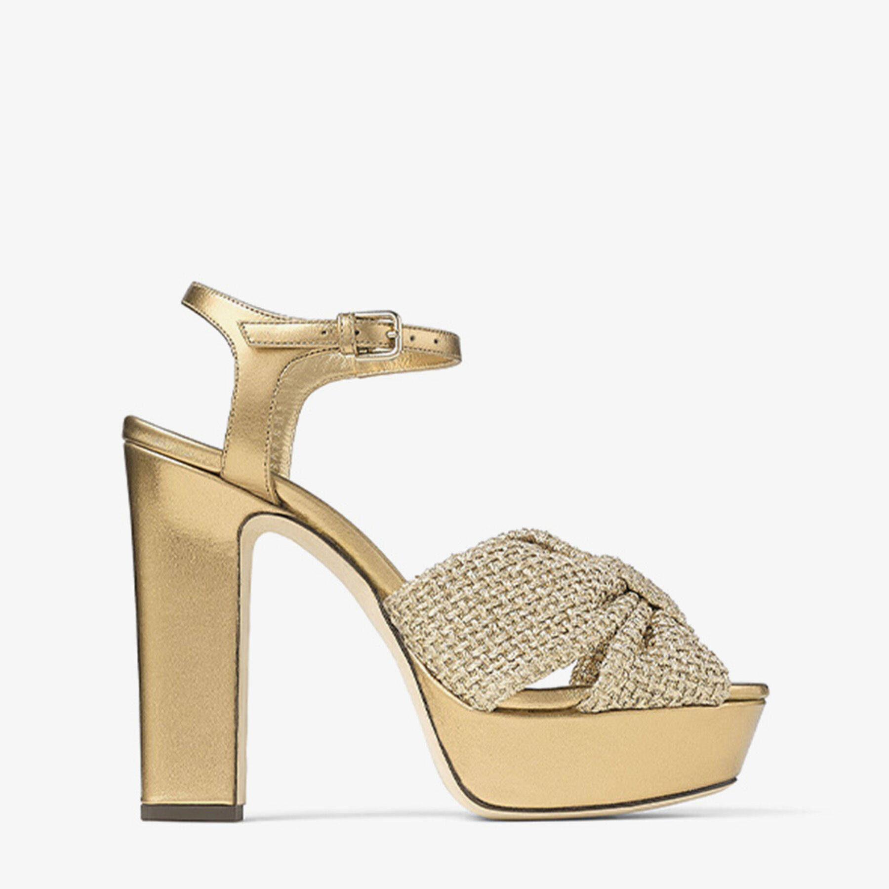 Heloise 120 | Gold Metallic Nappa Leather Platform Sandals