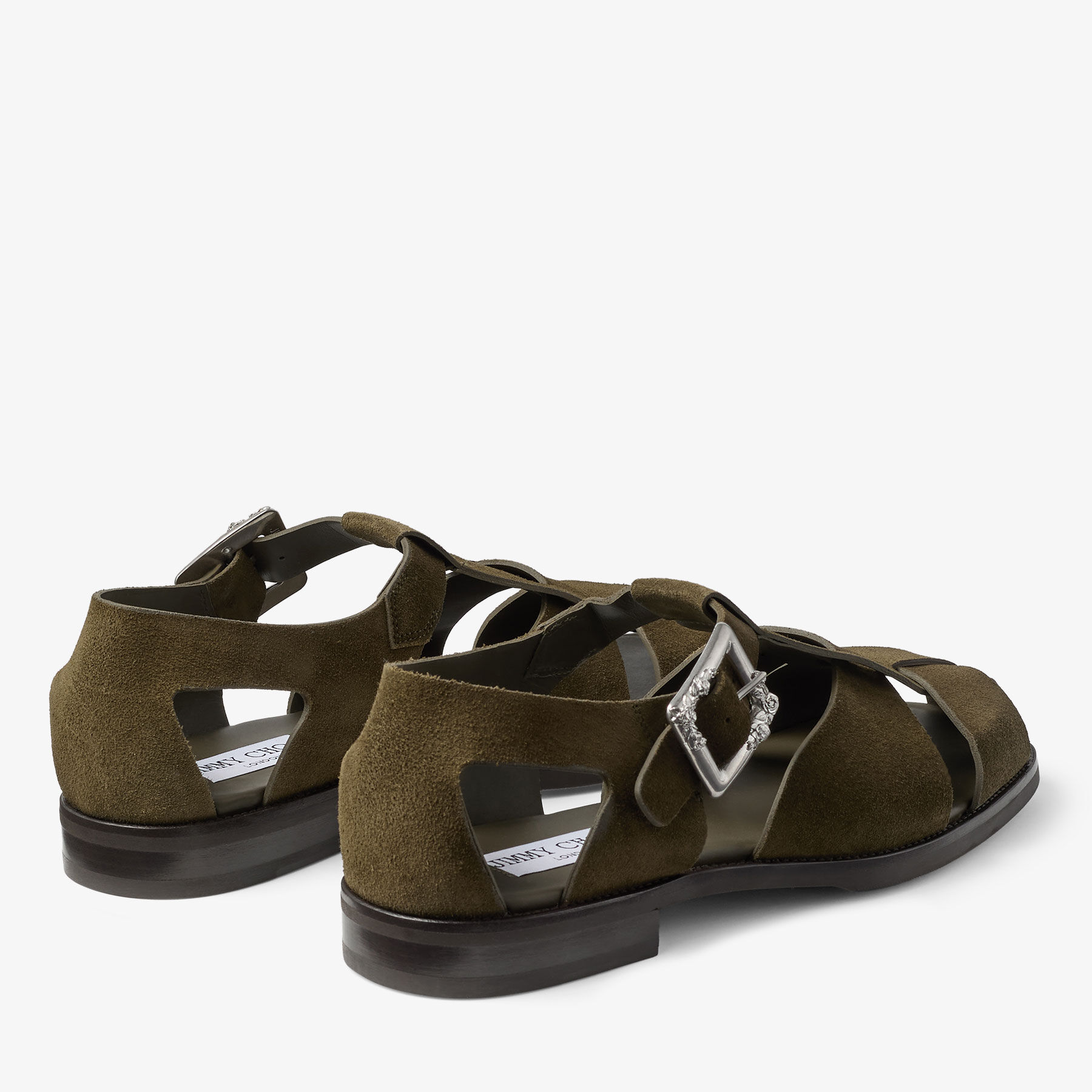 トメィトゥ Meadow Sandal | Moss Green Velvet Suede Sandals | JIMMY CHOO