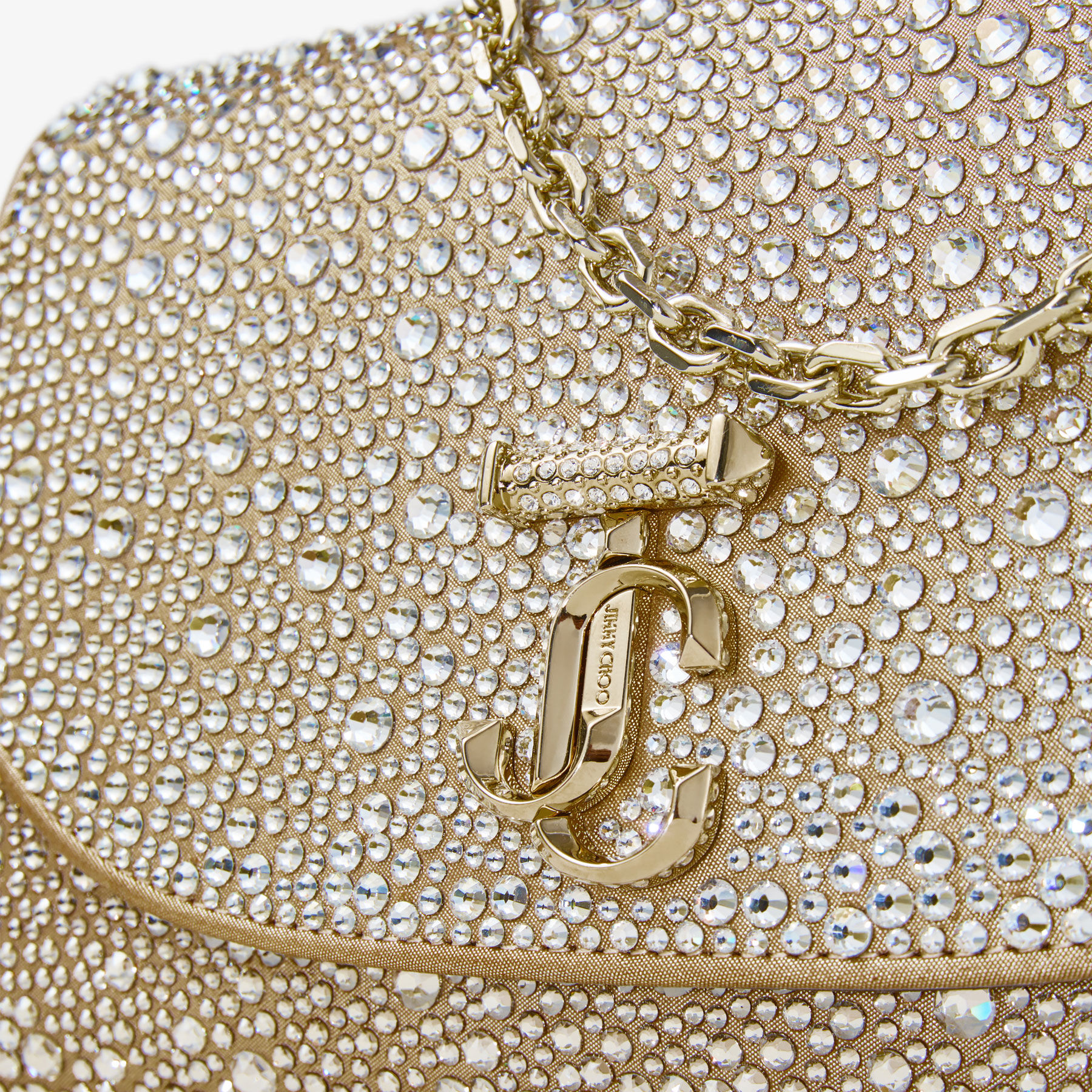 Curve Clutch | Gold Shimmer Suede Clutch Bag with Hotfix