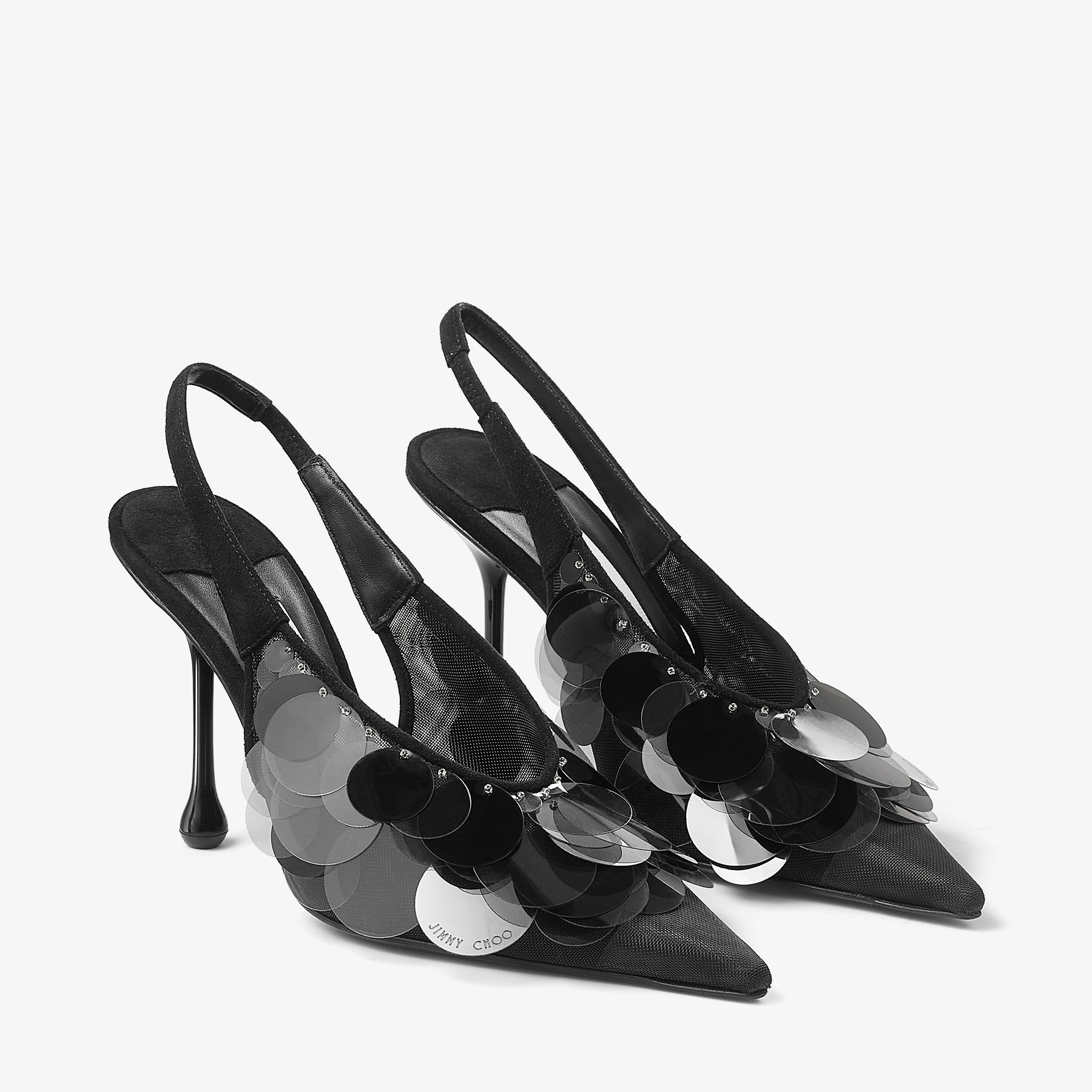 Isa 95 | Black Mesh Pailette Pumps | JIMMY CHOO