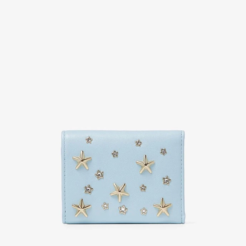 Nemo | Ice Blue Calf Leather Wallet with Metal and Crystal Stars 