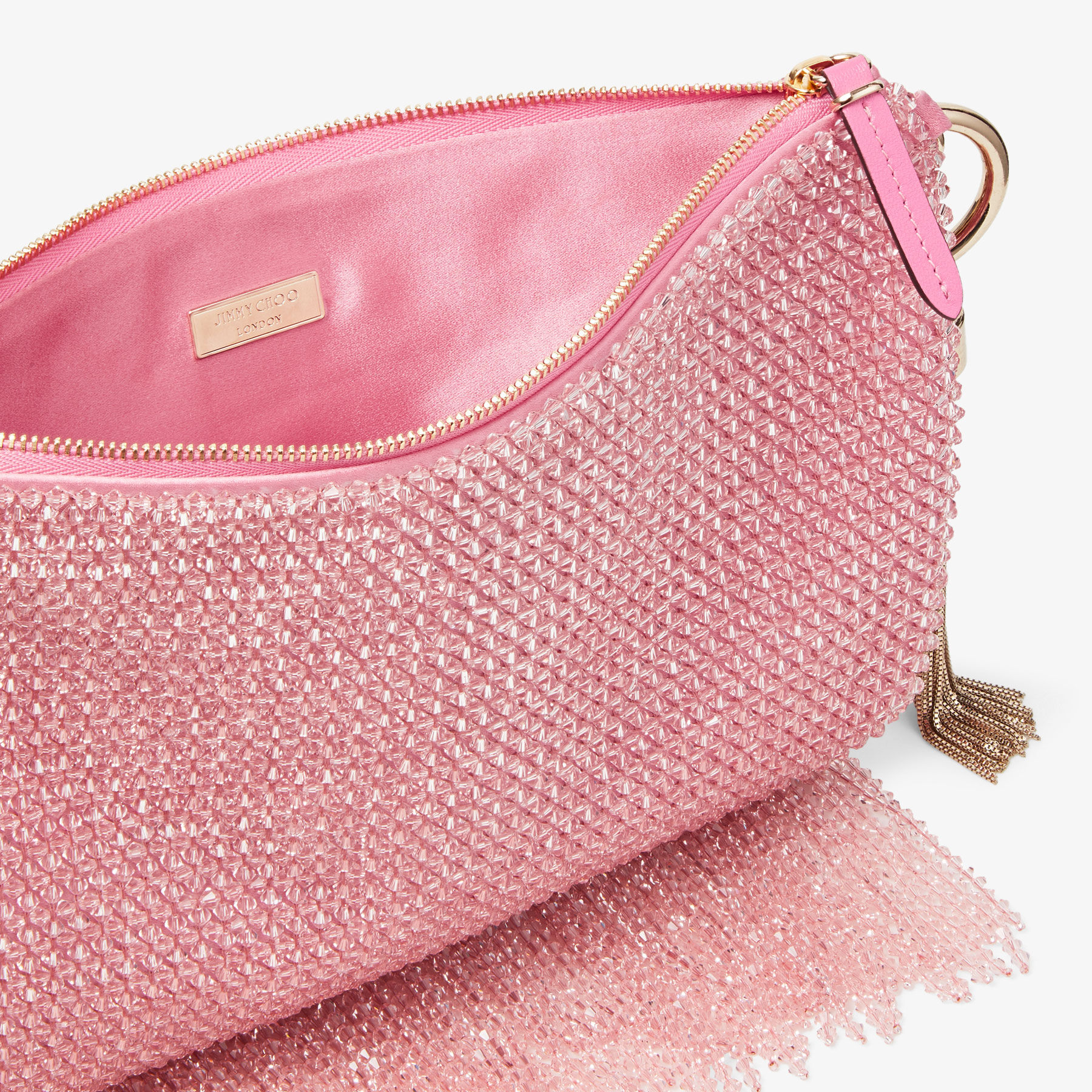 CALLIE SHOULDER Candy Pink Satin Shoulder Bag with Crystal