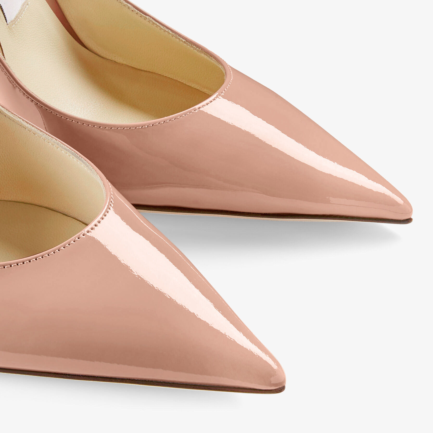 Ballet Pink Patent Leather Point-Toe Pumps with JC Emblem