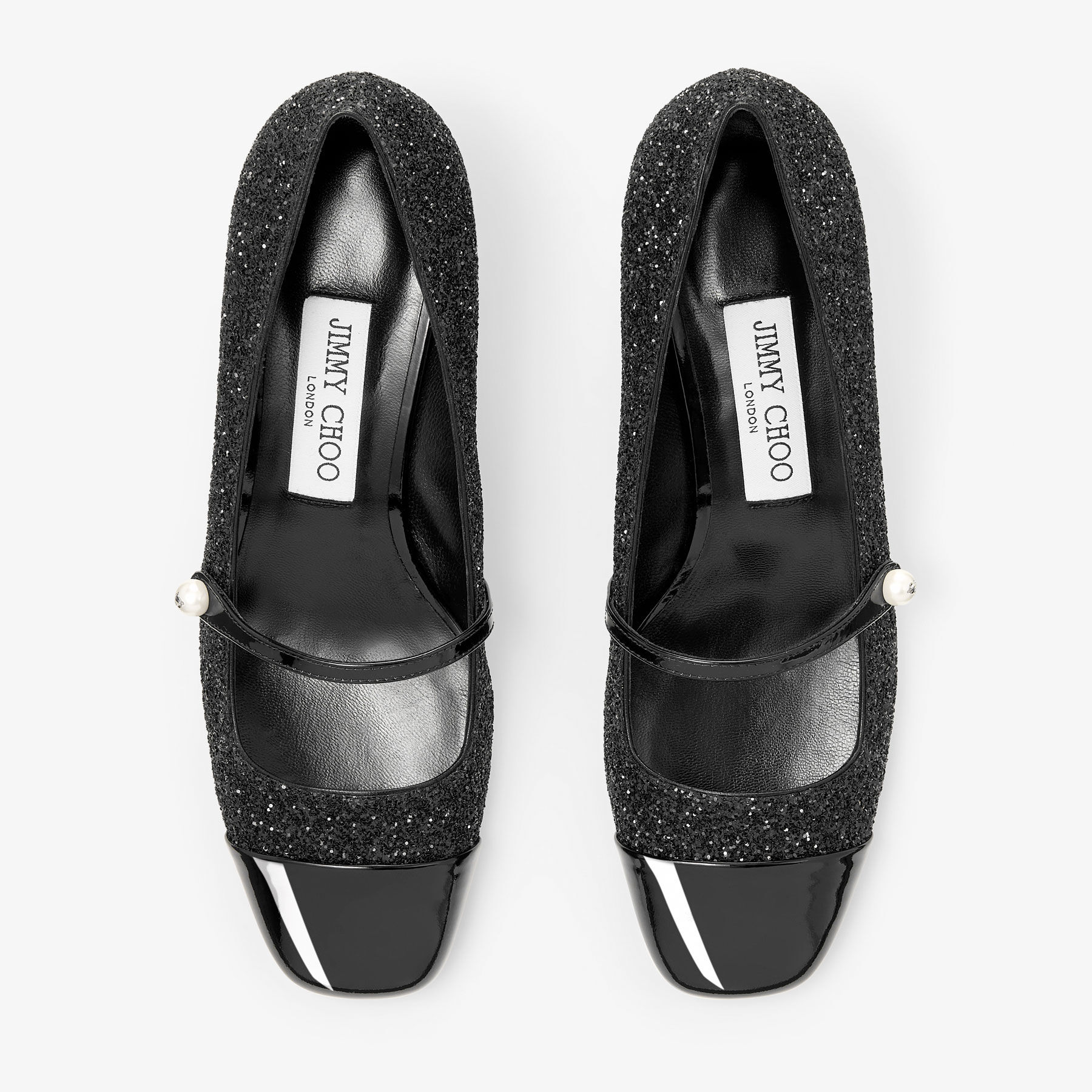 靴 original ribbon glitter pumps (black) Black Rock Glitter Shoes, Sparkling Wedding Shoe, Bridal