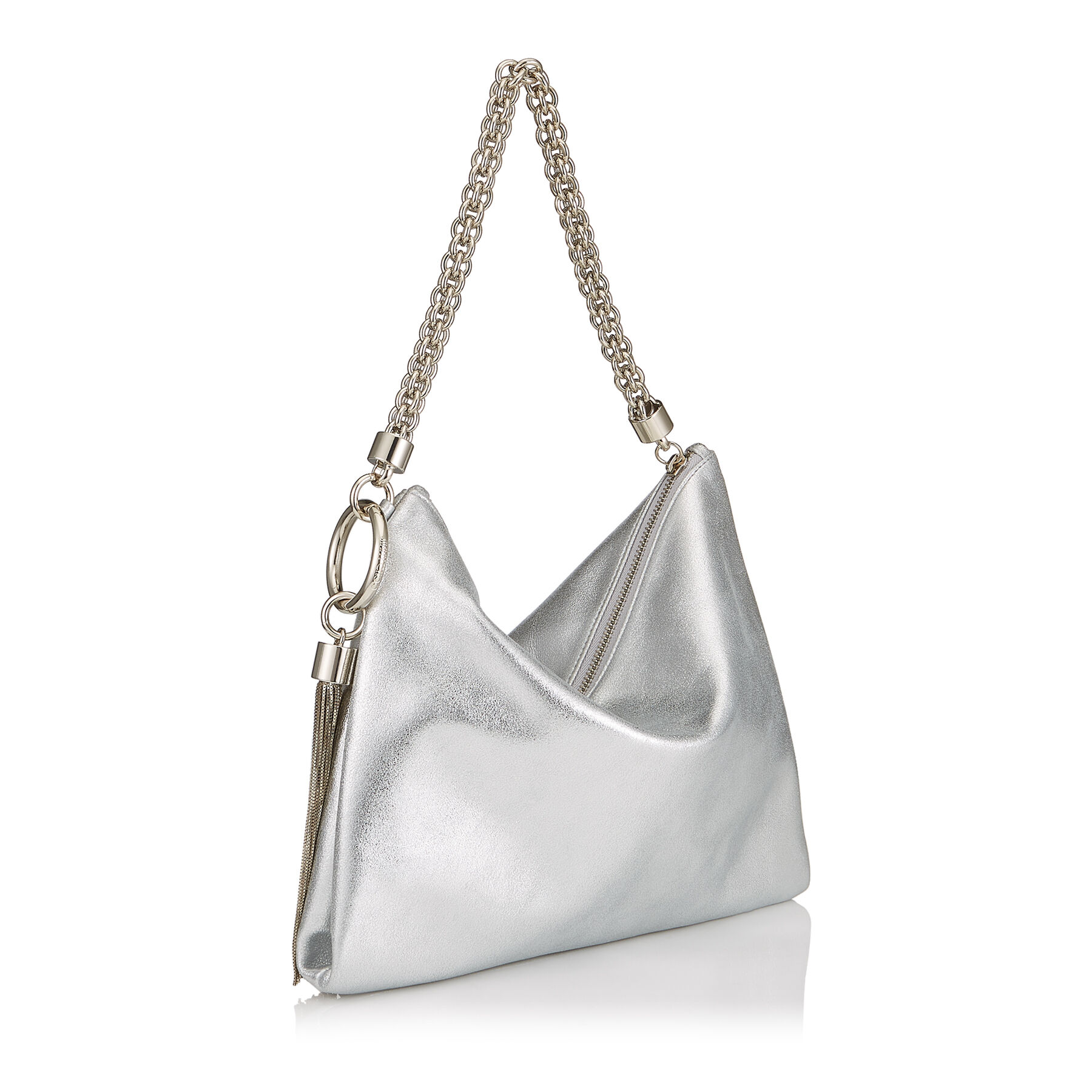 Silver Metallic Leather Clutch Bag Callie Pre Fall 18