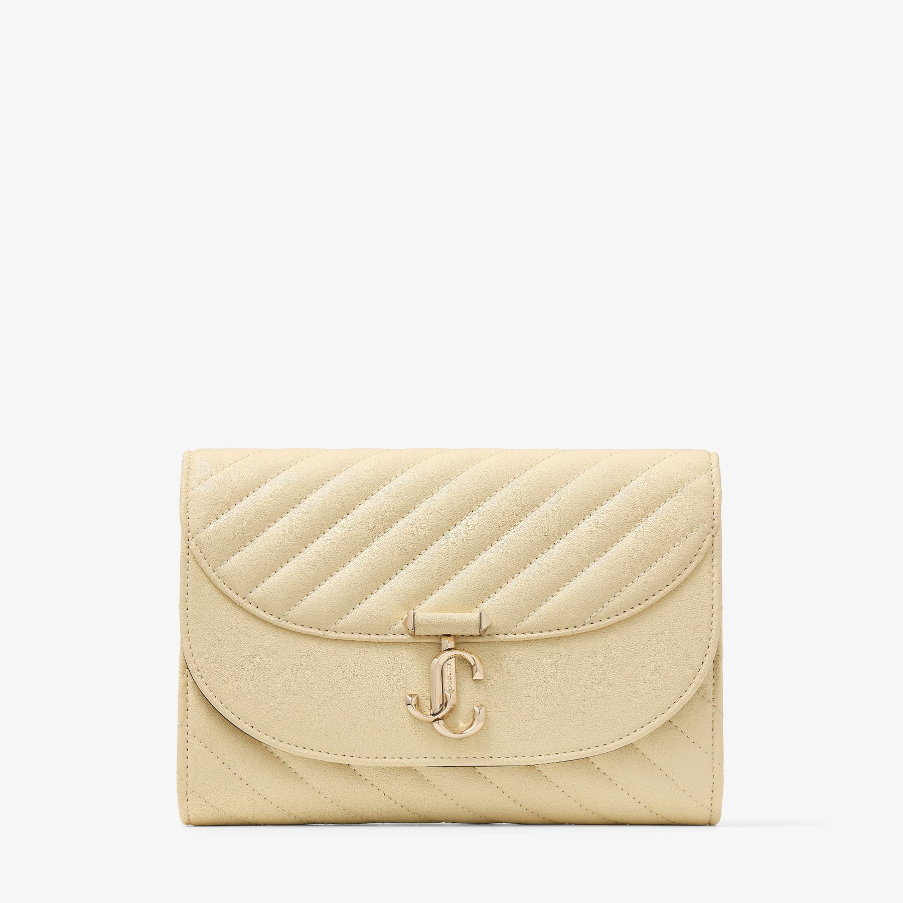 クラッチバッグ Jimmy Choo CLUTCH BAG (SKYLARJAY BLADARSIL) Skylar |Gold Candy Wrap Leather Clutch with Square JC Clasp